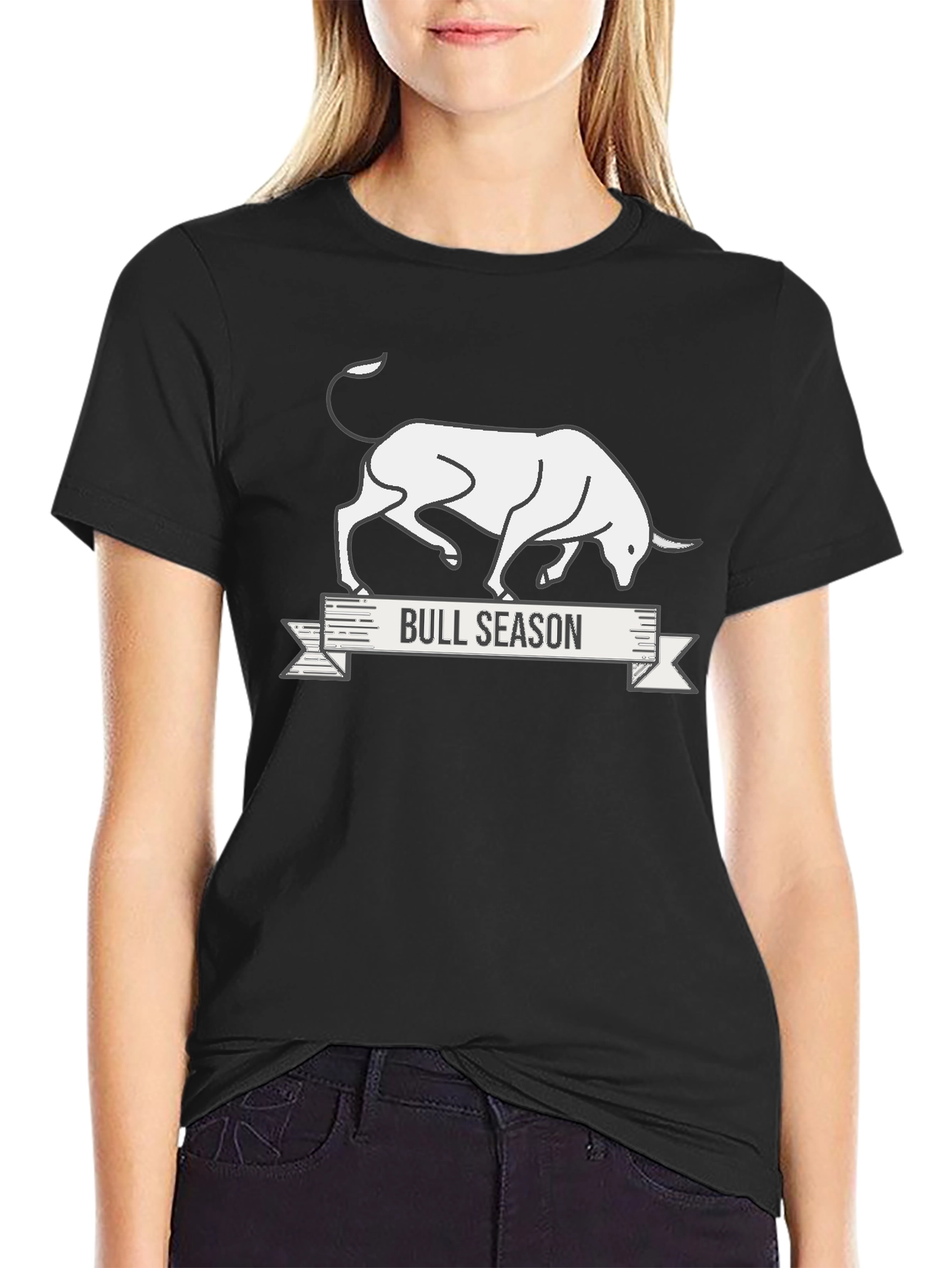 Bull Season Graphic Tee - Black Cotton T-Shirt