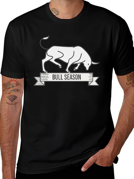Bull Season Graphic Tee - Black Cotton T-Shirt