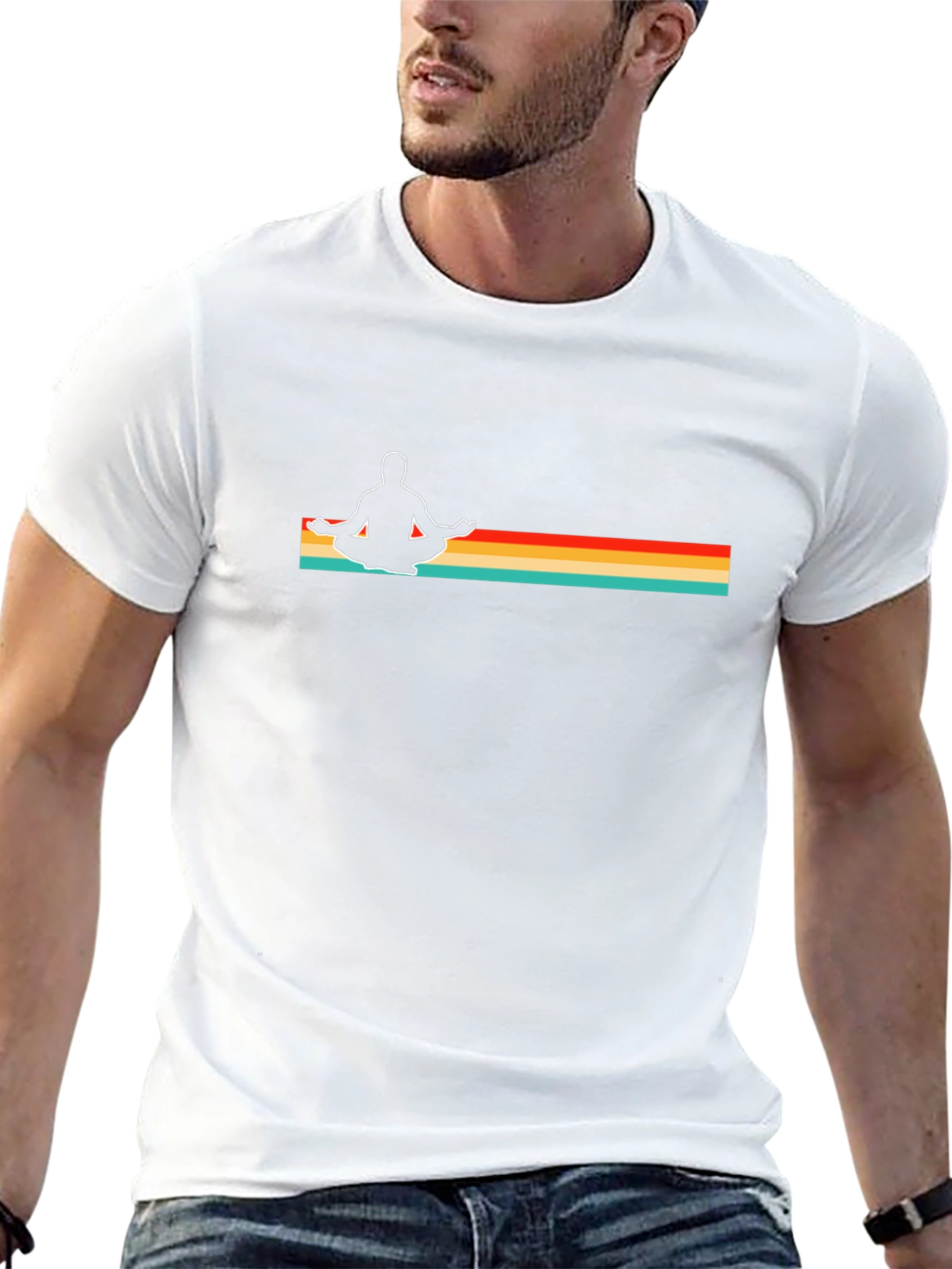 Retro Yoga Meditation Graphic T-Shirt - Mens Black Tee