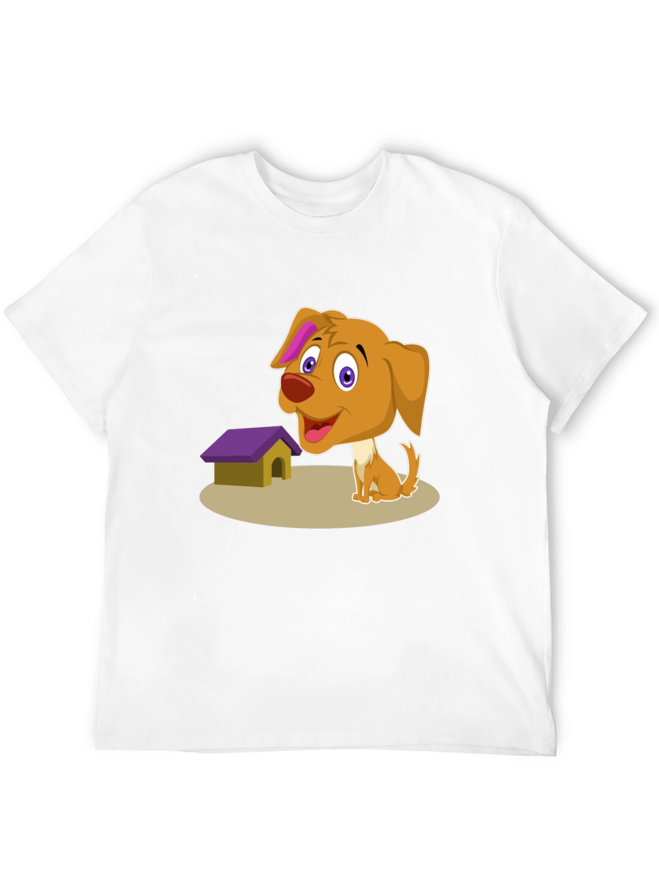 Cartoon Dog & Doghouse T-Shirt - Black