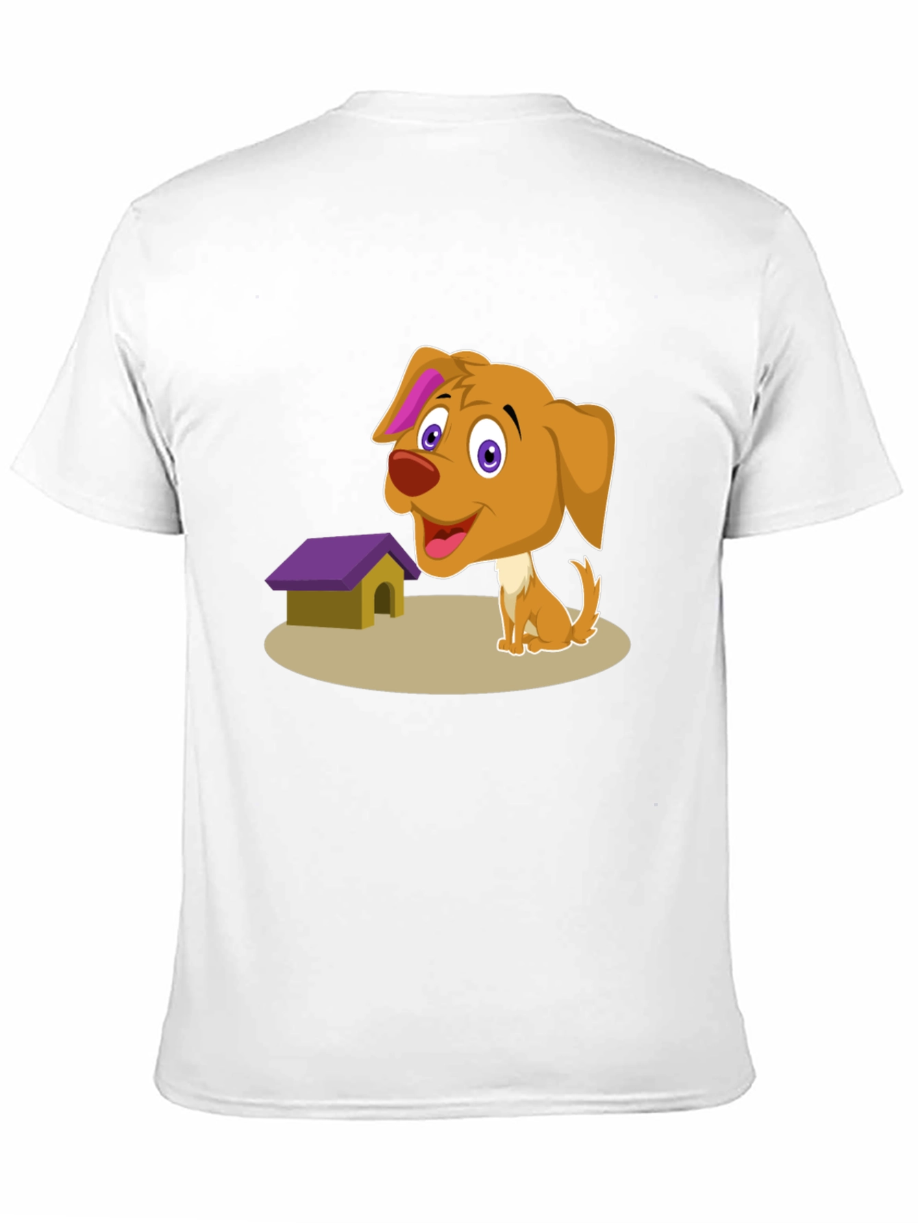 Cartoon Dog & Doghouse T-Shirt - Black