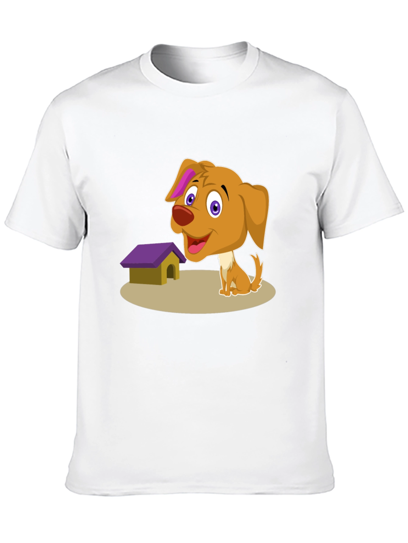 Cartoon Dog & Doghouse T-Shirt - Black