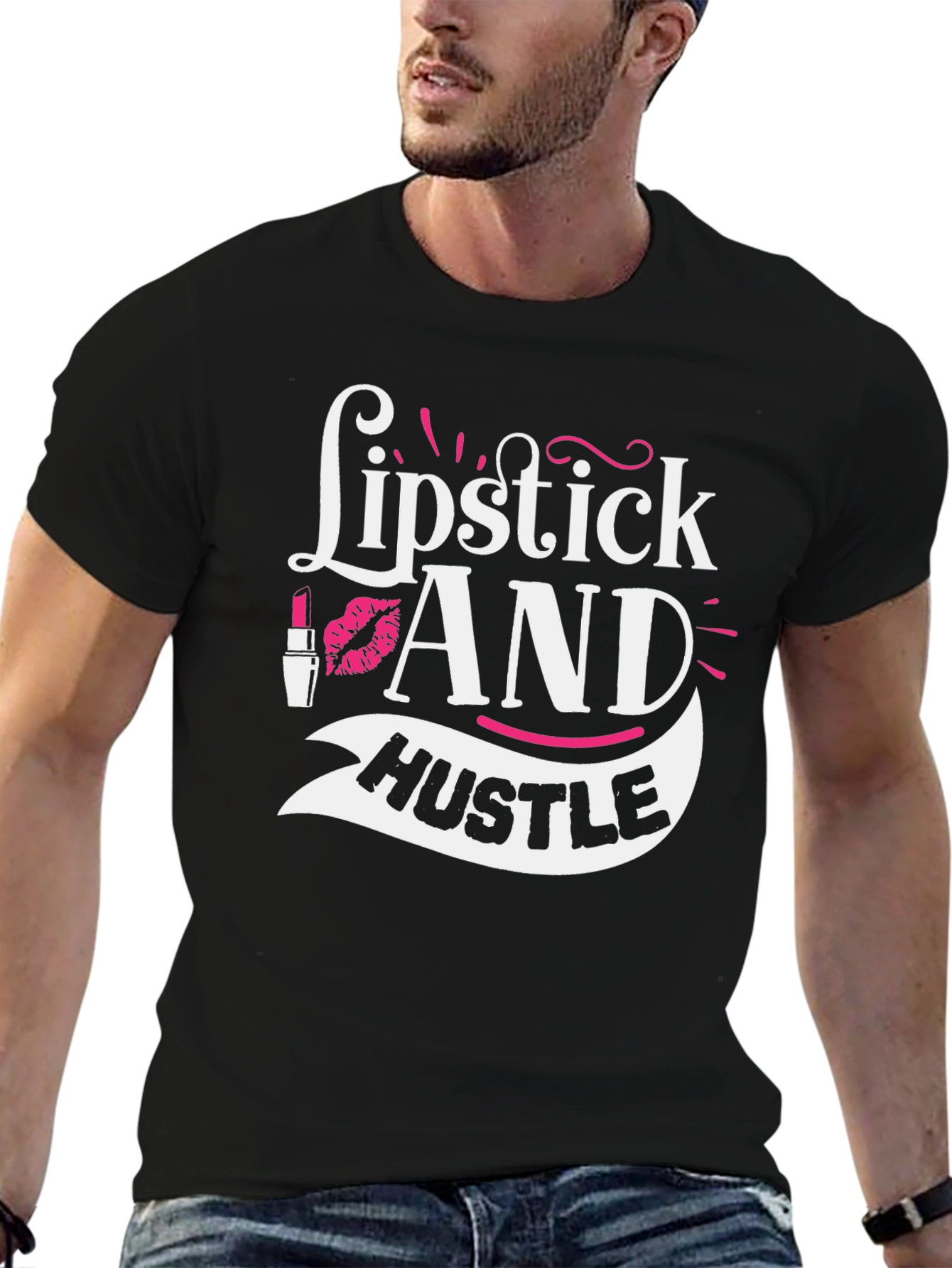 Lipstick and Hustle Graphic Tee - Black
