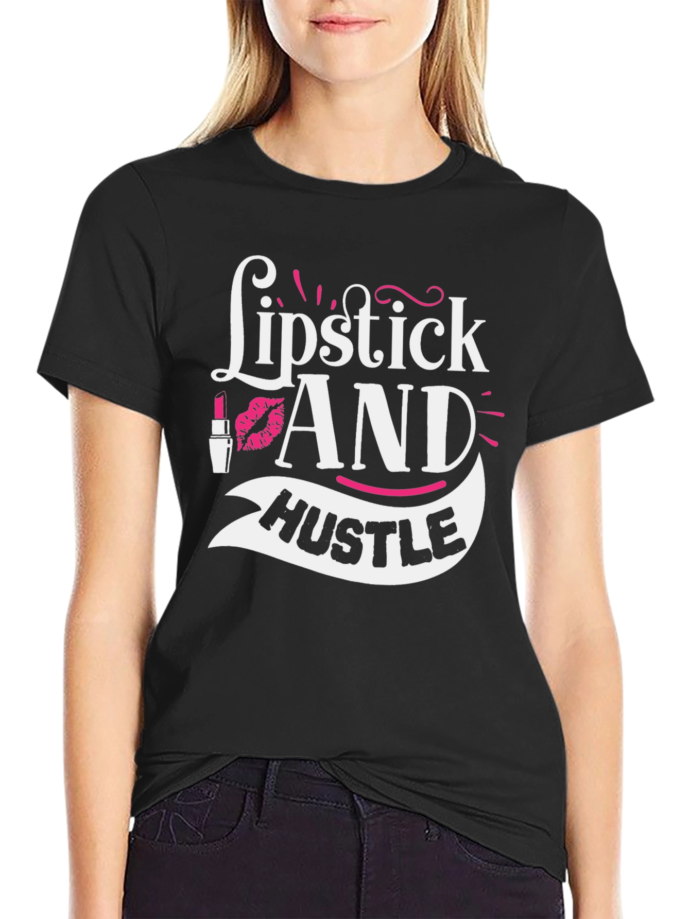 Lipstick and Hustle Graphic Tee - Black
