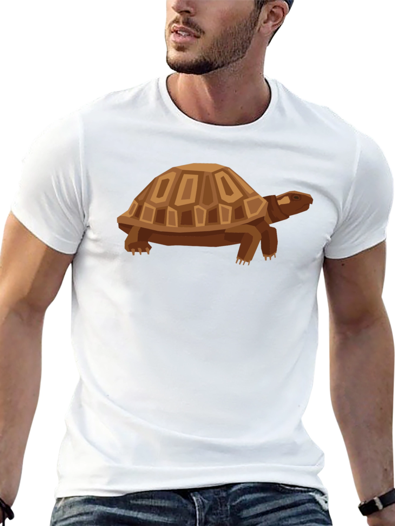 Geometric Turtle Graphic Tee - Casual Black Shirt