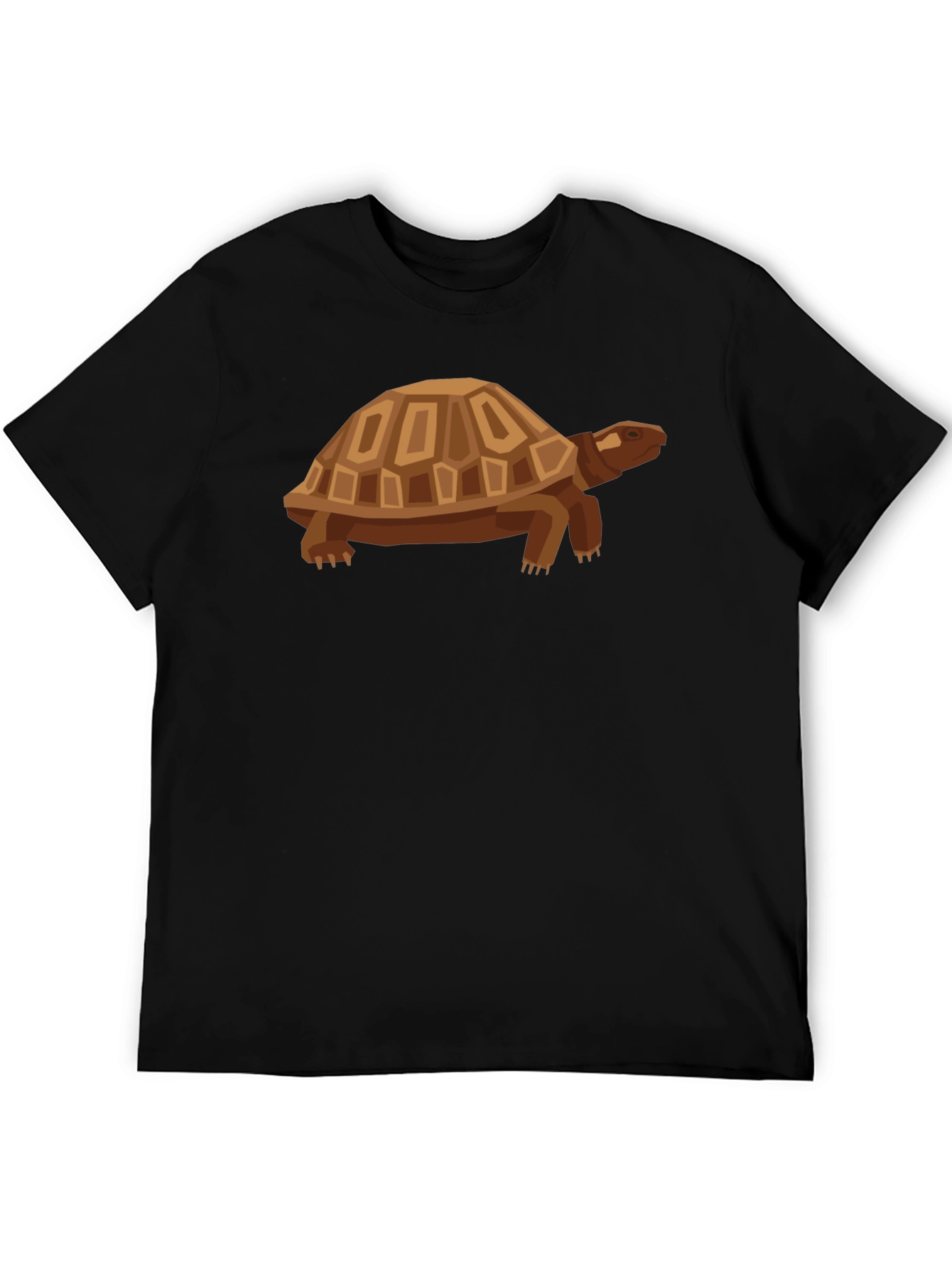 Geometric Turtle Graphic Tee - Casual Black Shirt