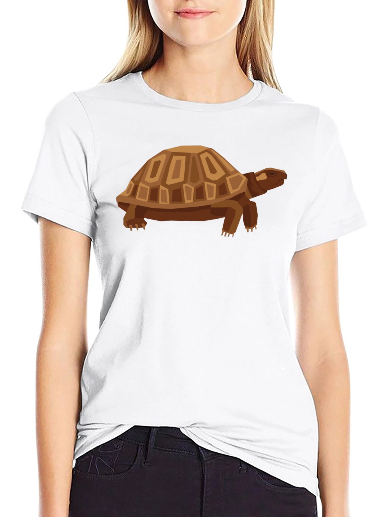 Geometric Turtle Graphic Tee - Casual Black Shirt