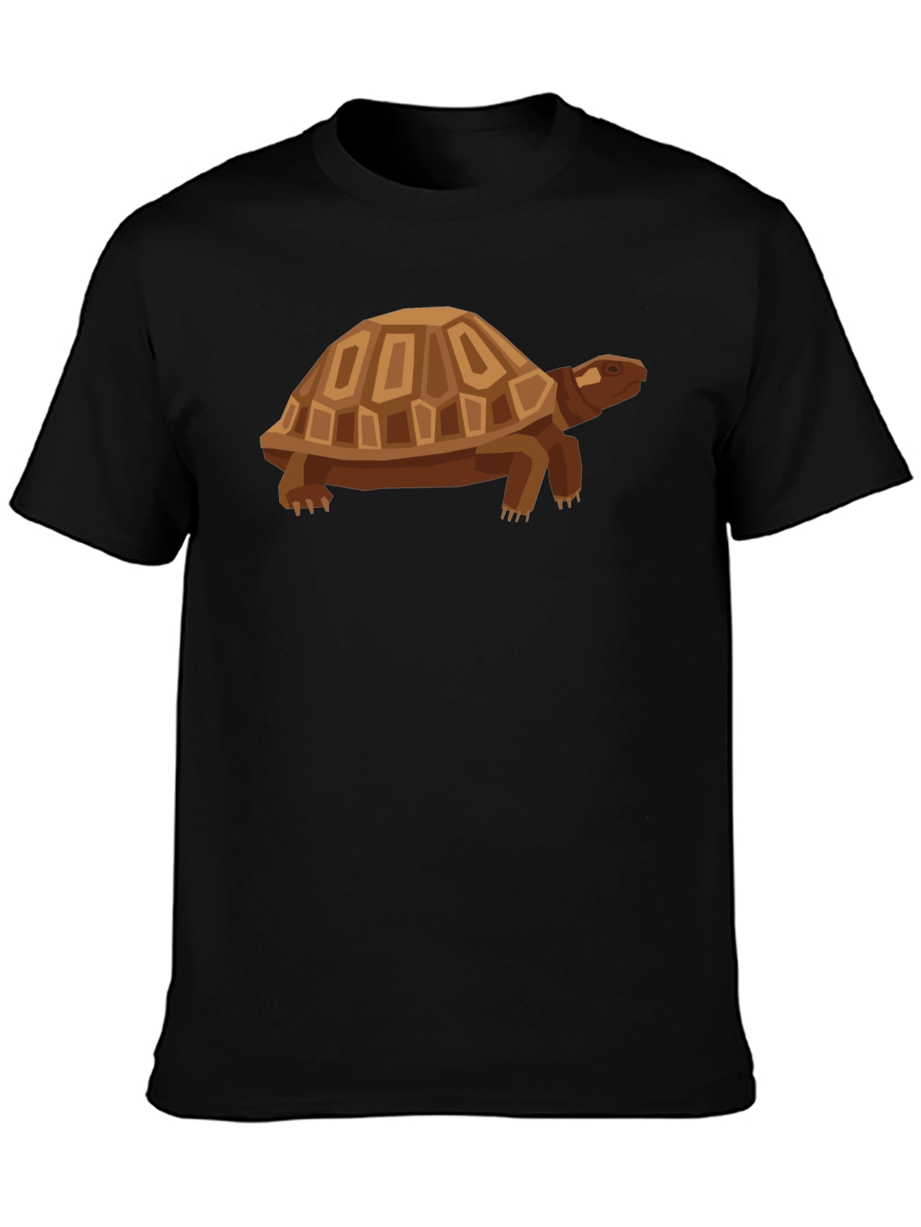 Geometric Turtle Graphic Tee - Casual Black Shirt