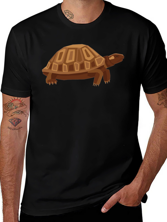 Geometric Turtle Graphic Tee - Casual Black Shirt