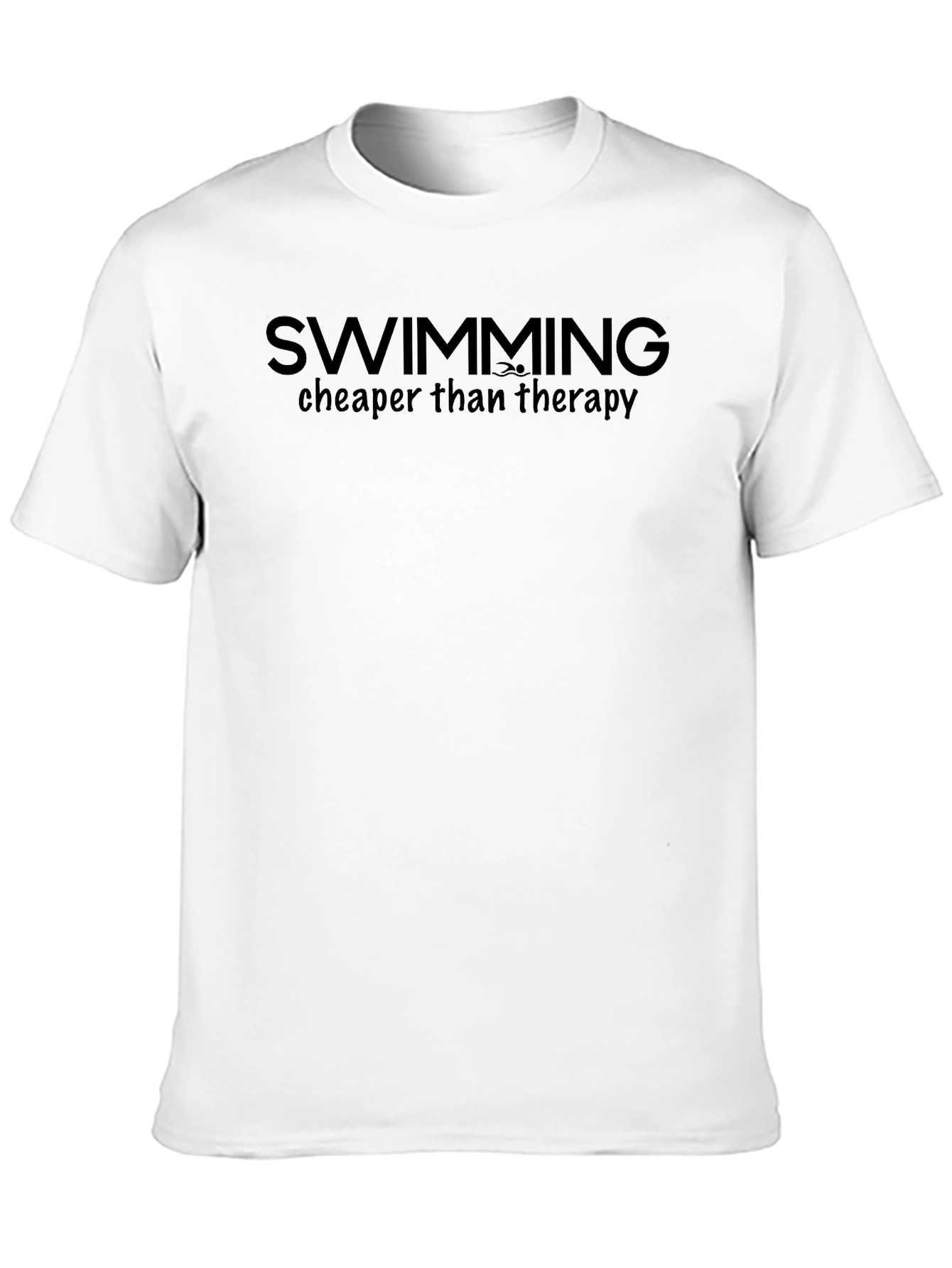 Swimming Cheaper Than Therapy Black T-Shirt