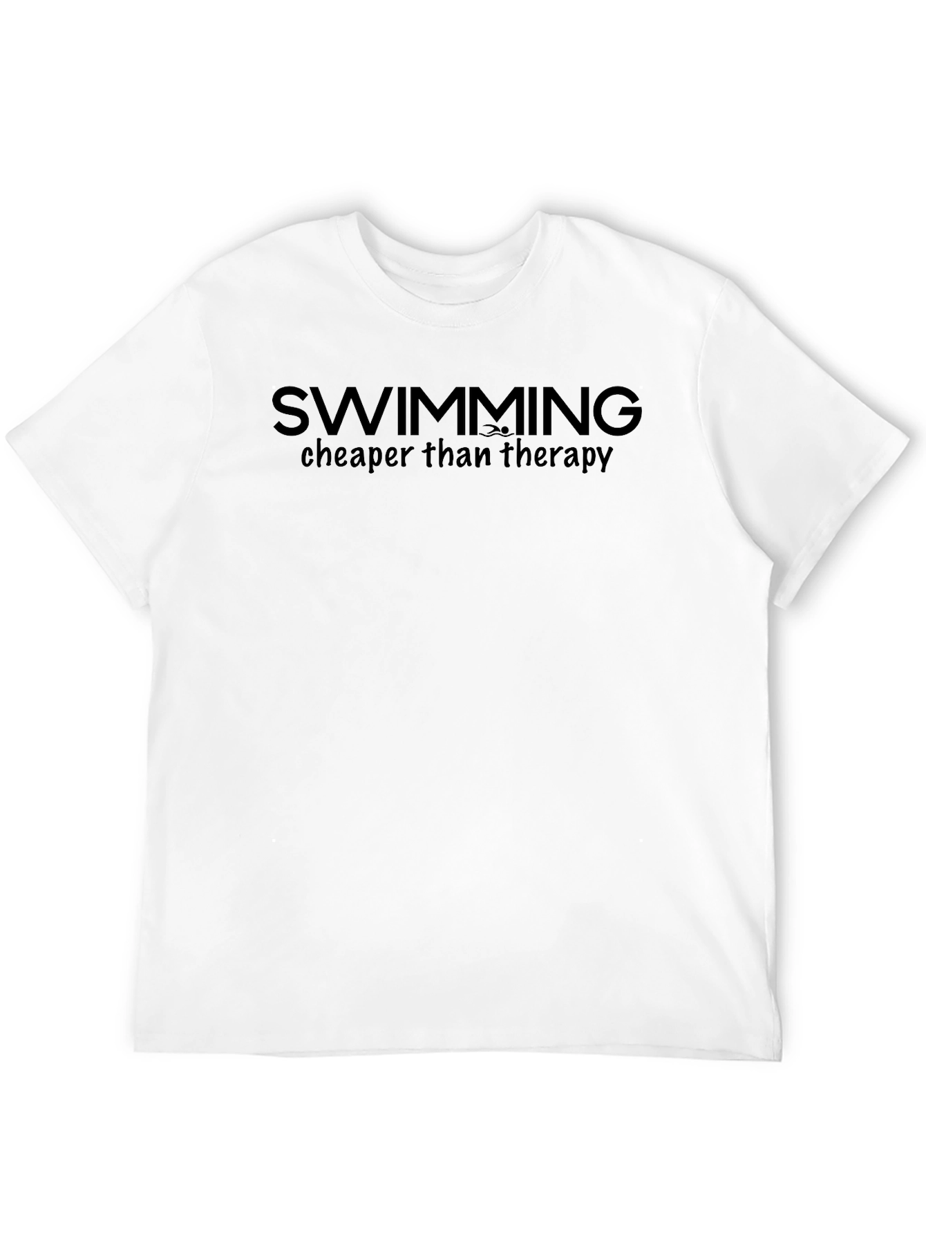 Swimming Cheaper Than Therapy Black T-Shirt