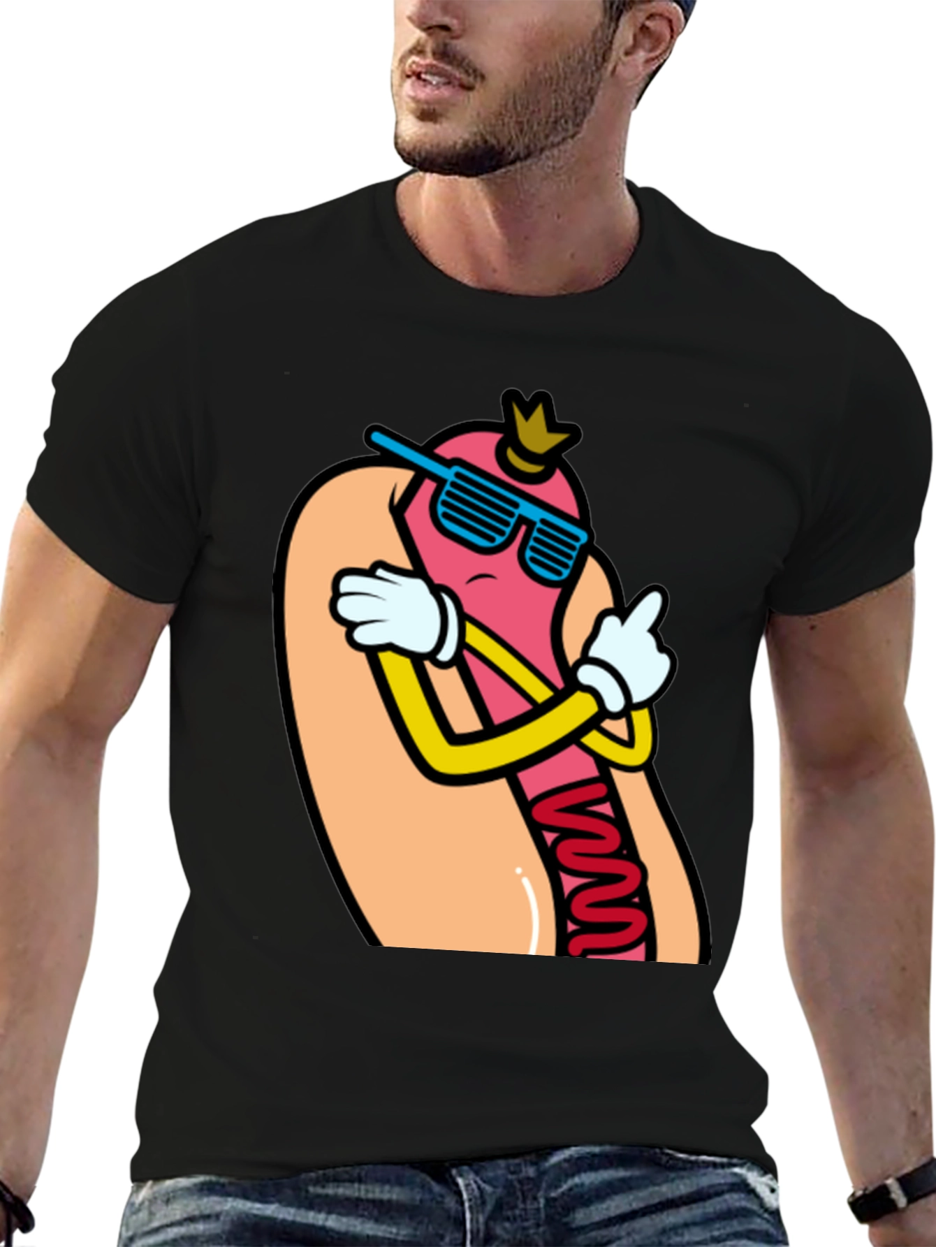 Cool Cartoon Hotdog T-Shirt - Funny Foodie Tee