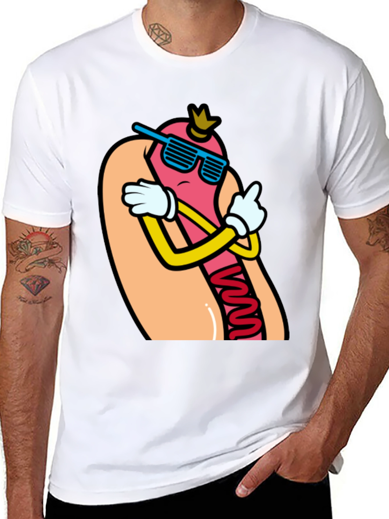 Cool Cartoon Hotdog T-Shirt - Funny Foodie Tee