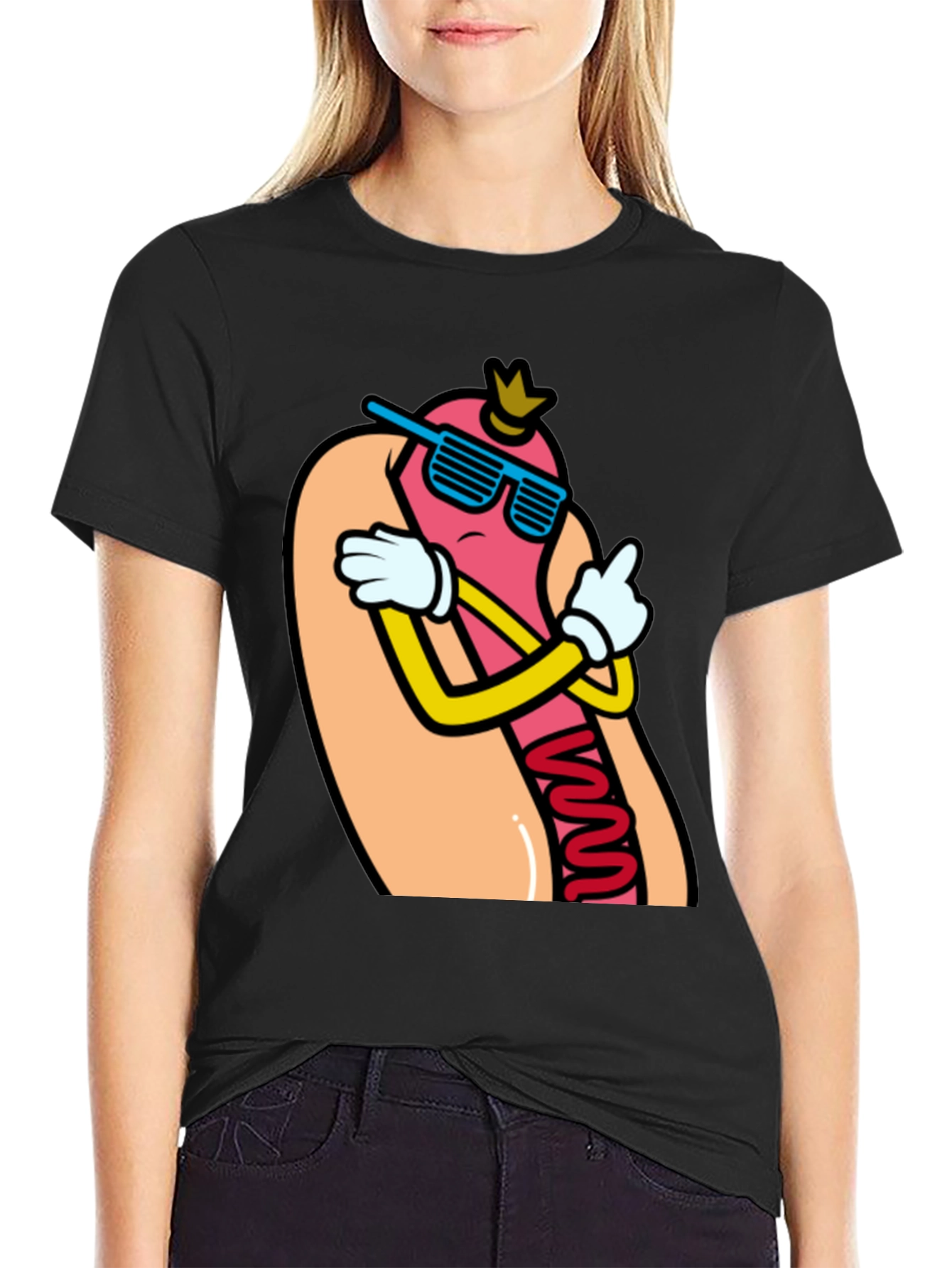 Cool Cartoon Hotdog T-Shirt - Funny Foodie Tee