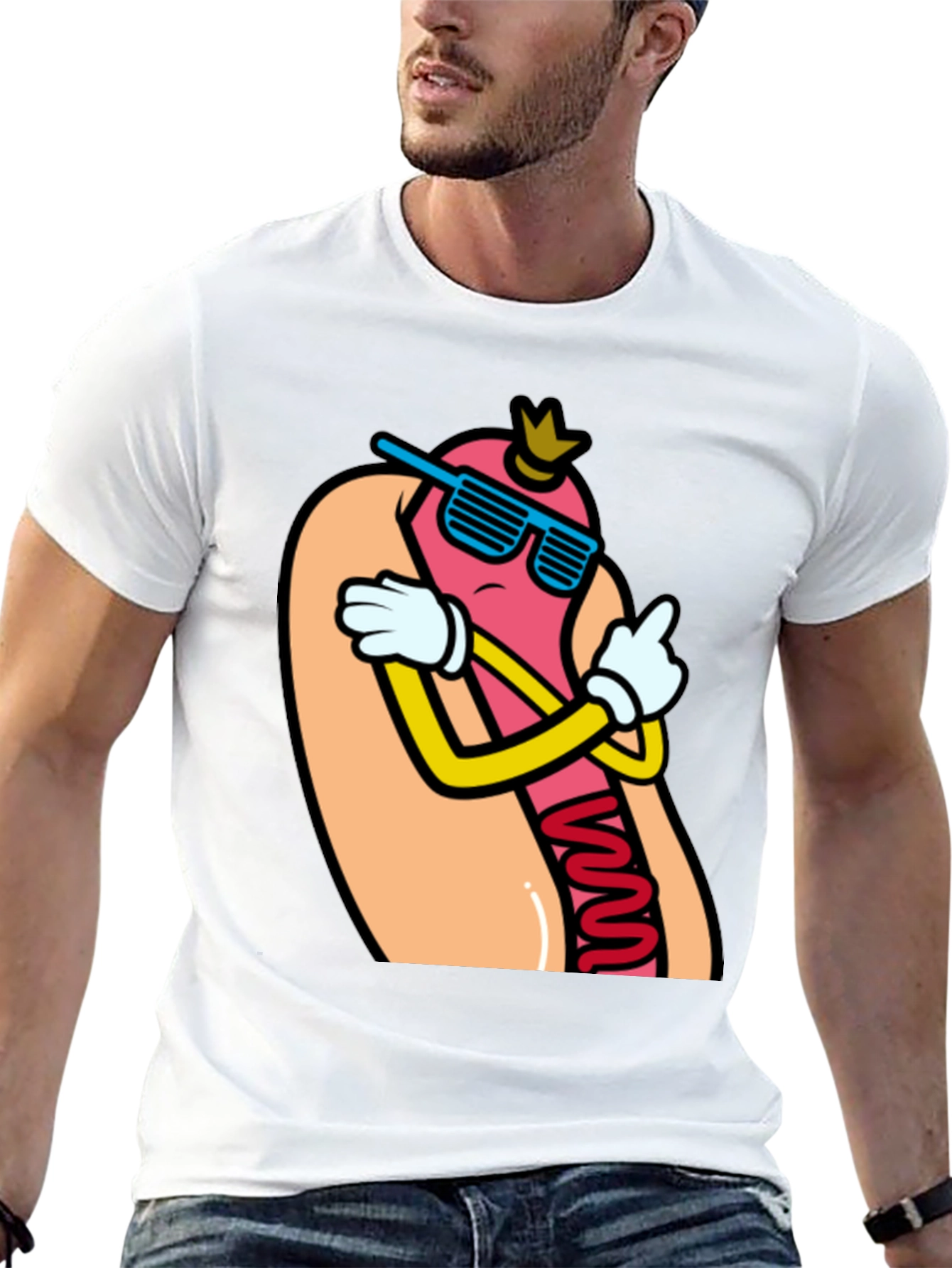 Cool Cartoon Hotdog T-Shirt - Funny Foodie Tee