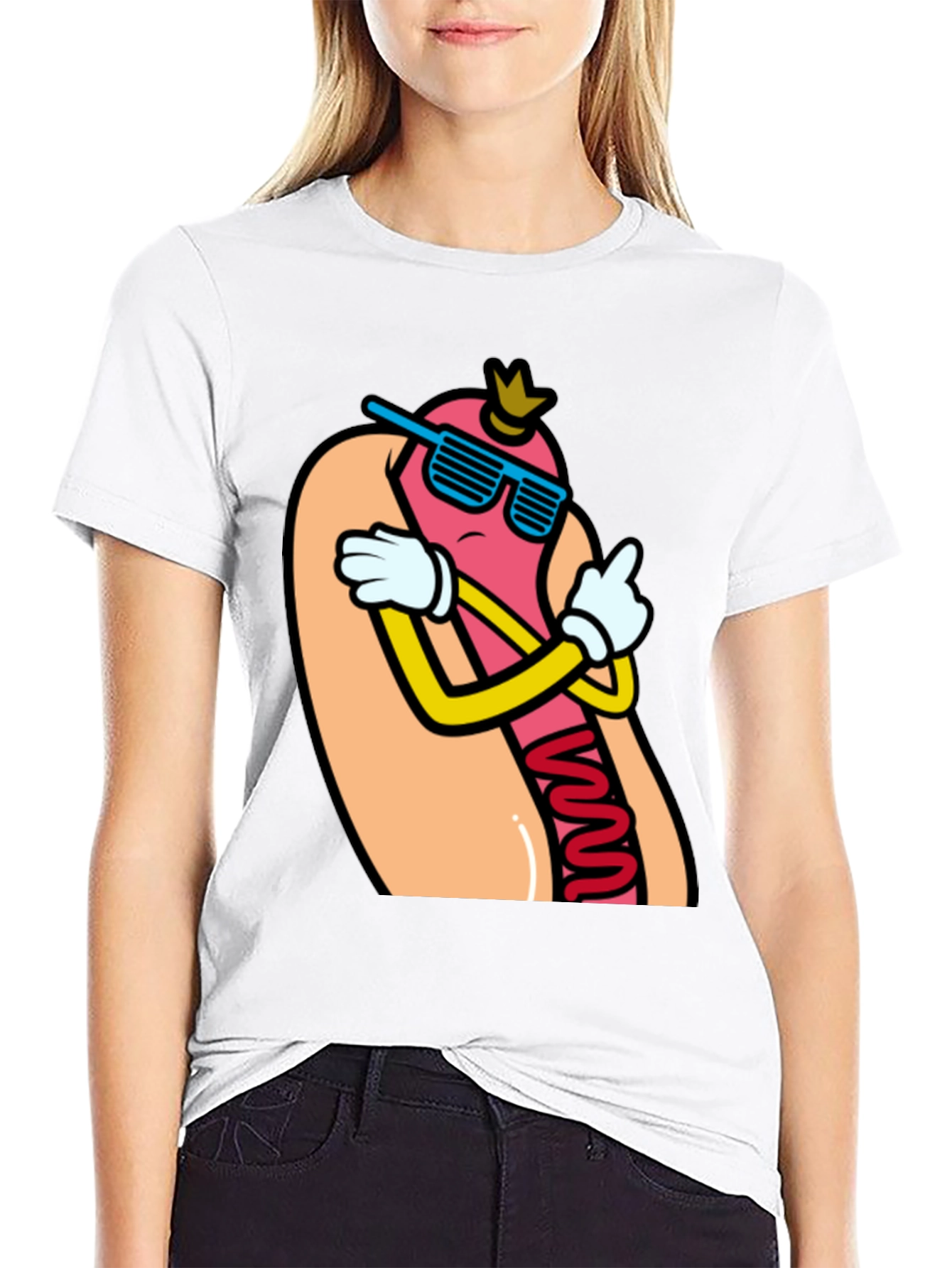 Cool Cartoon Hotdog T-Shirt - Funny Foodie Tee