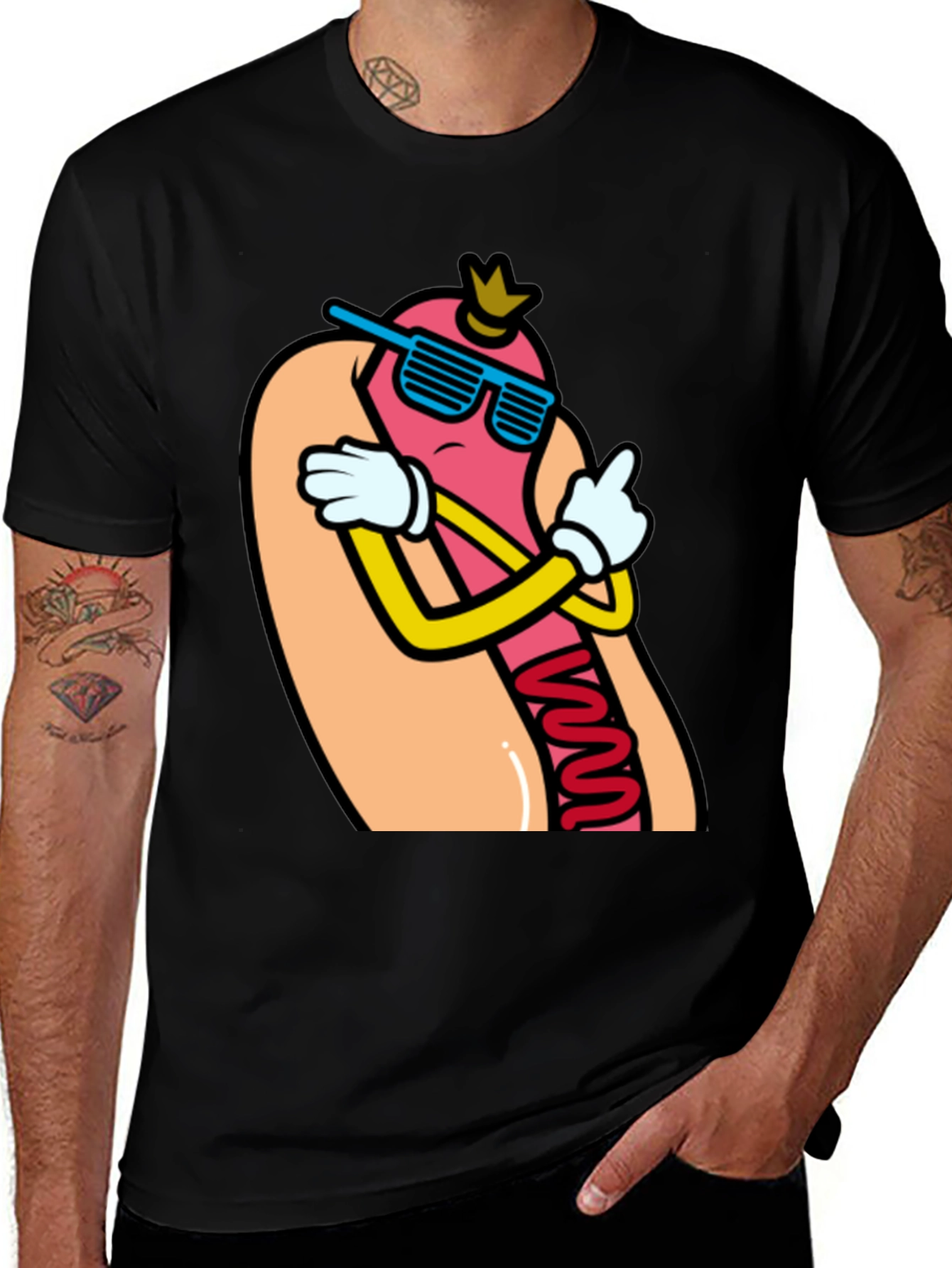 Cool Cartoon Hotdog T-Shirt - Funny Foodie Tee