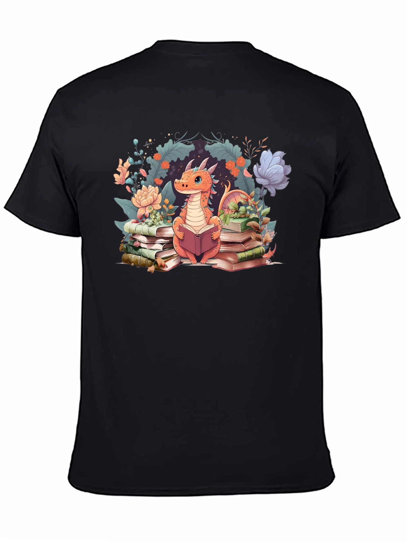 Dragon Reading Black T-Shirt