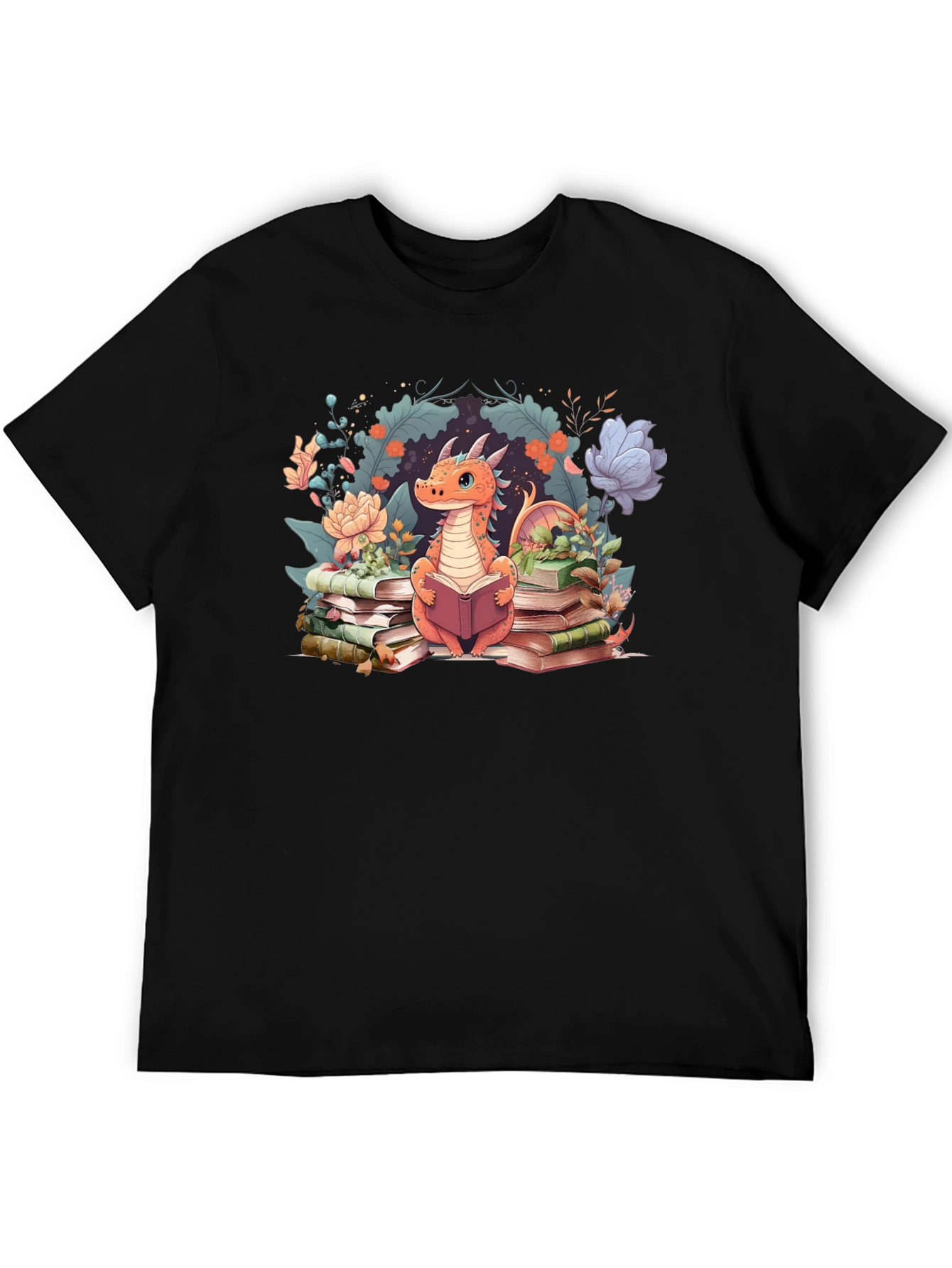 Dragon Reading Black T-Shirt