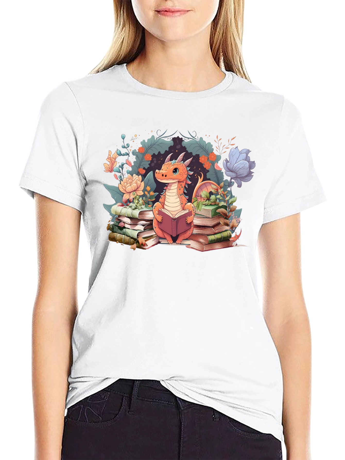 Dragon Reading Black T-Shirt