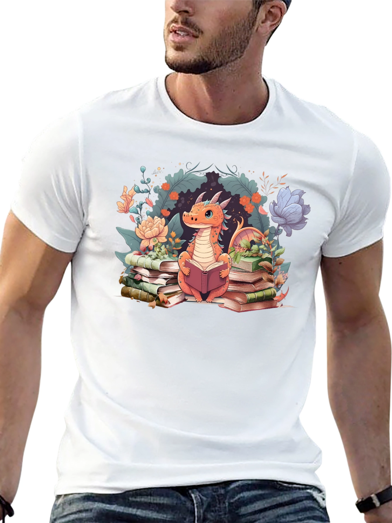 Dragon Reading Black T-Shirt