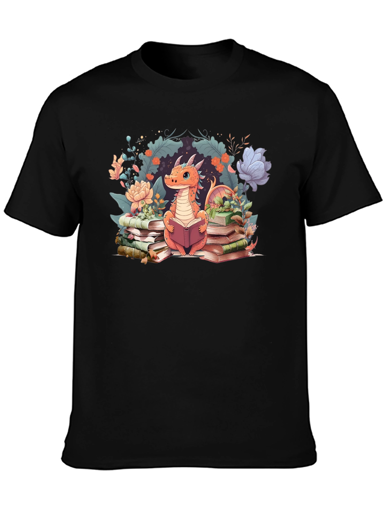 Dragon Reading Black T-Shirt