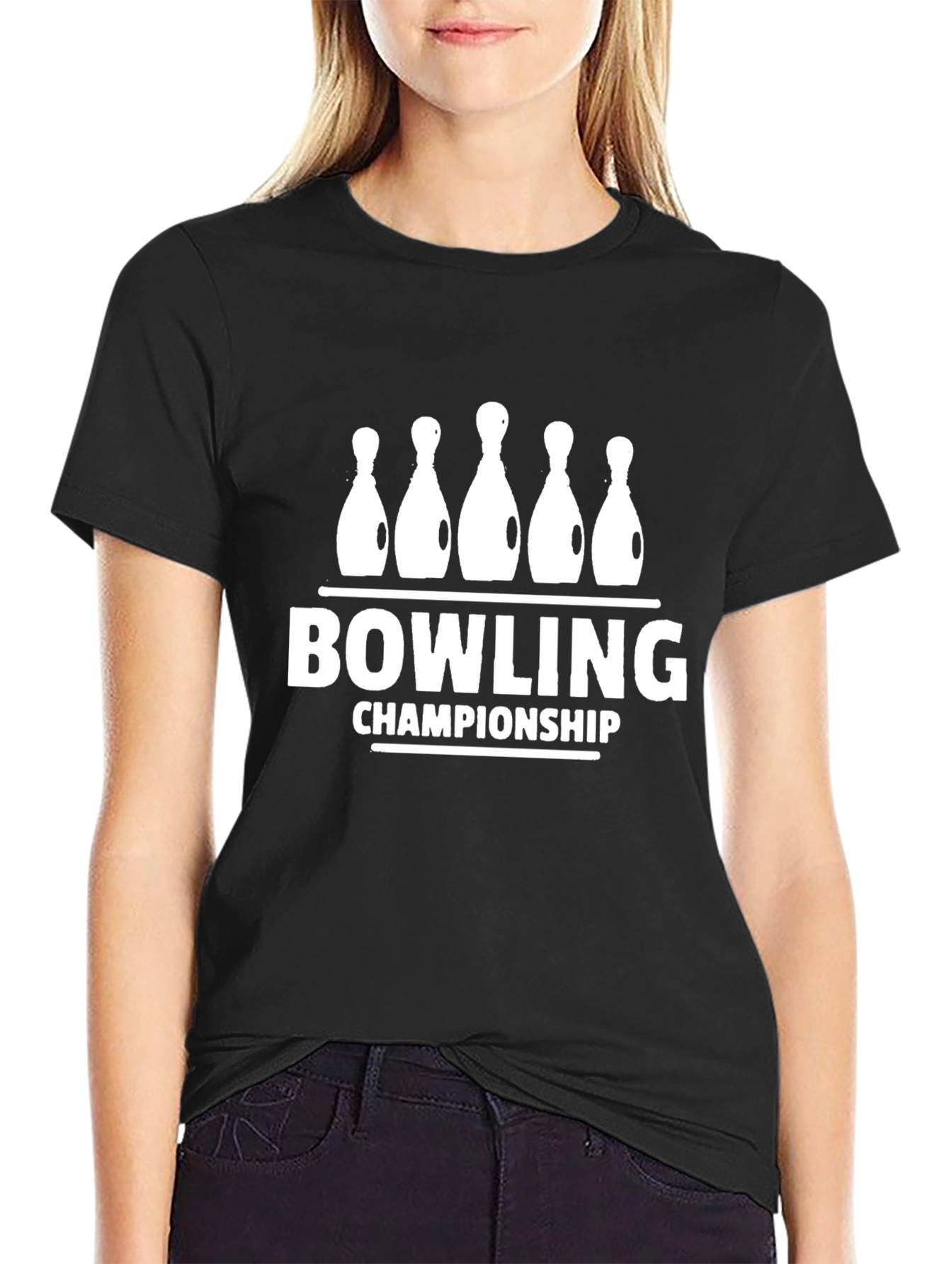 Bowling Championship Black Graphic Tee Shirt