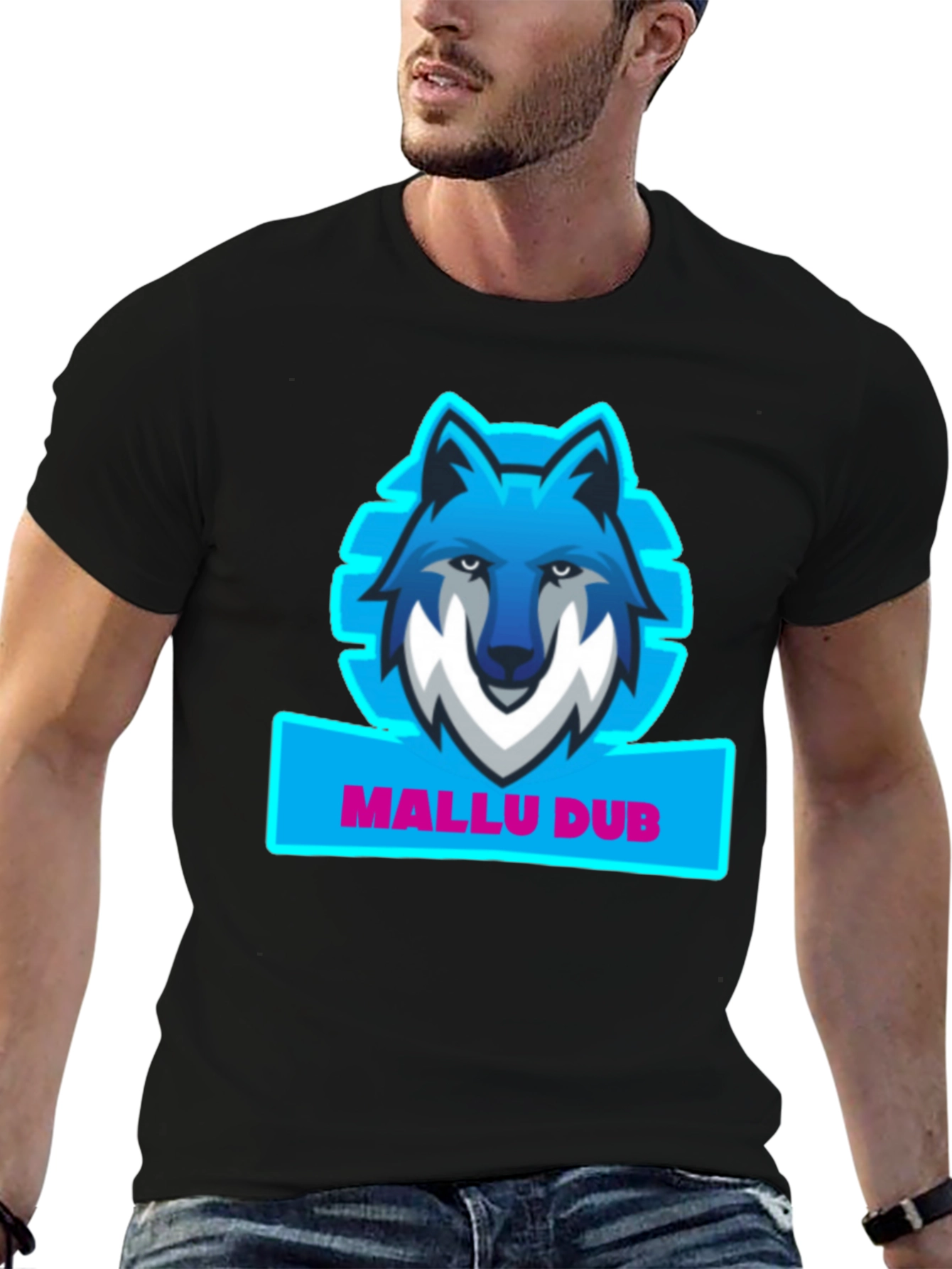 Wolf Graphic Black T-Shirt - Mallu Dub