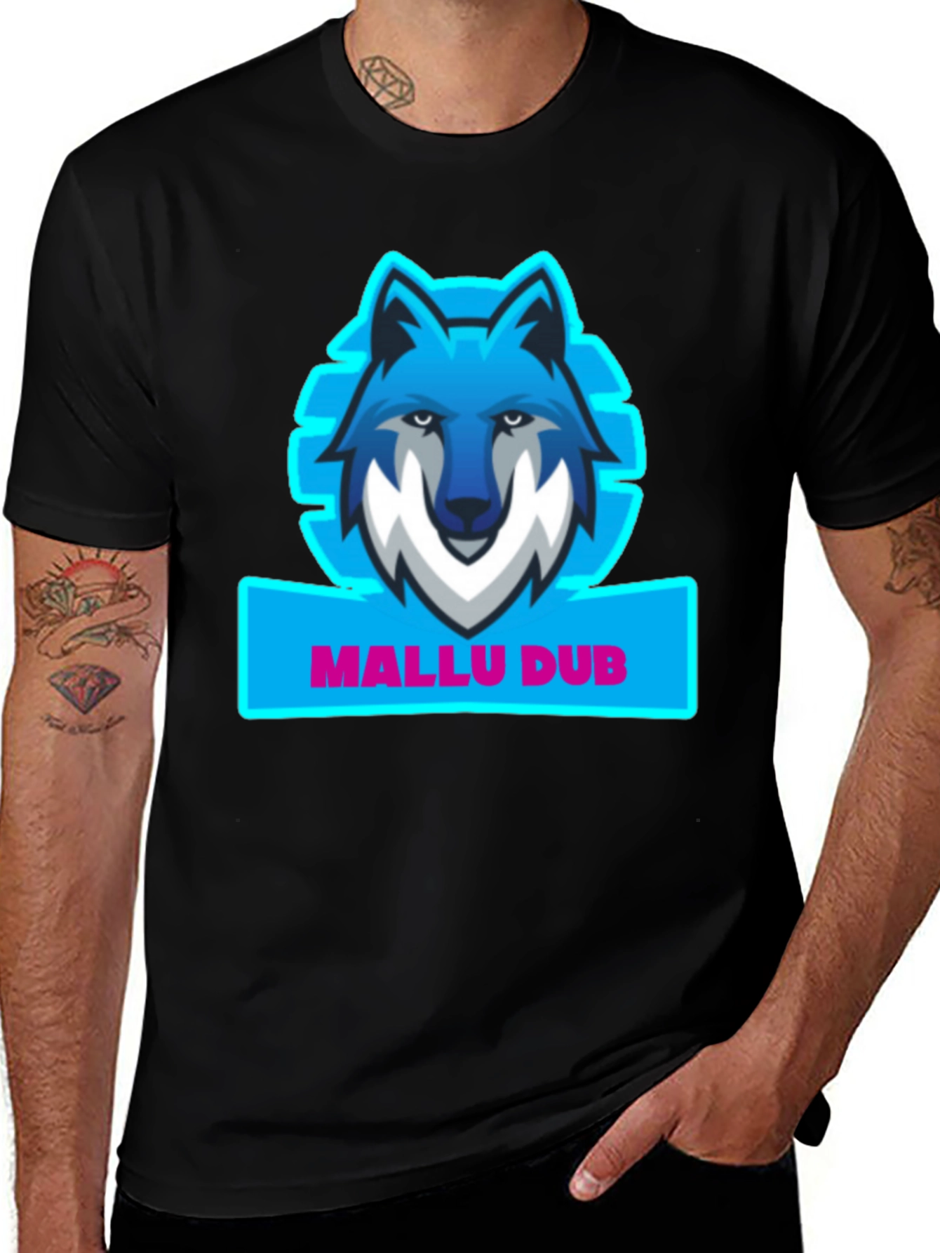 Wolf Graphic Black T-Shirt - Mallu Dub