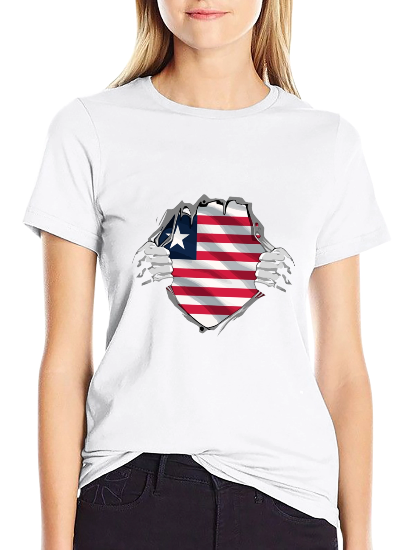 Liberia Flag Ripped T-Shirt