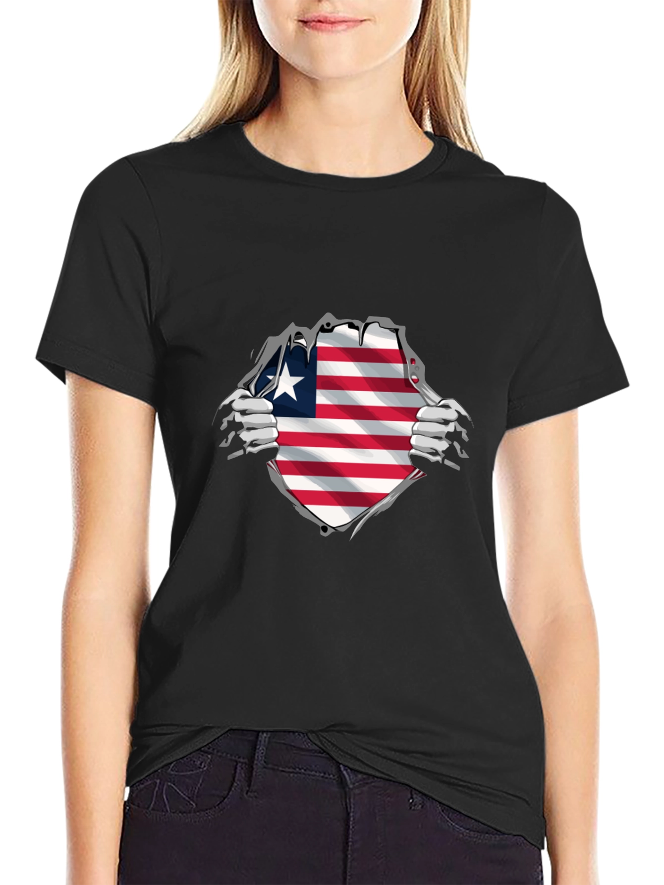 Liberia Flag Ripped T-Shirt