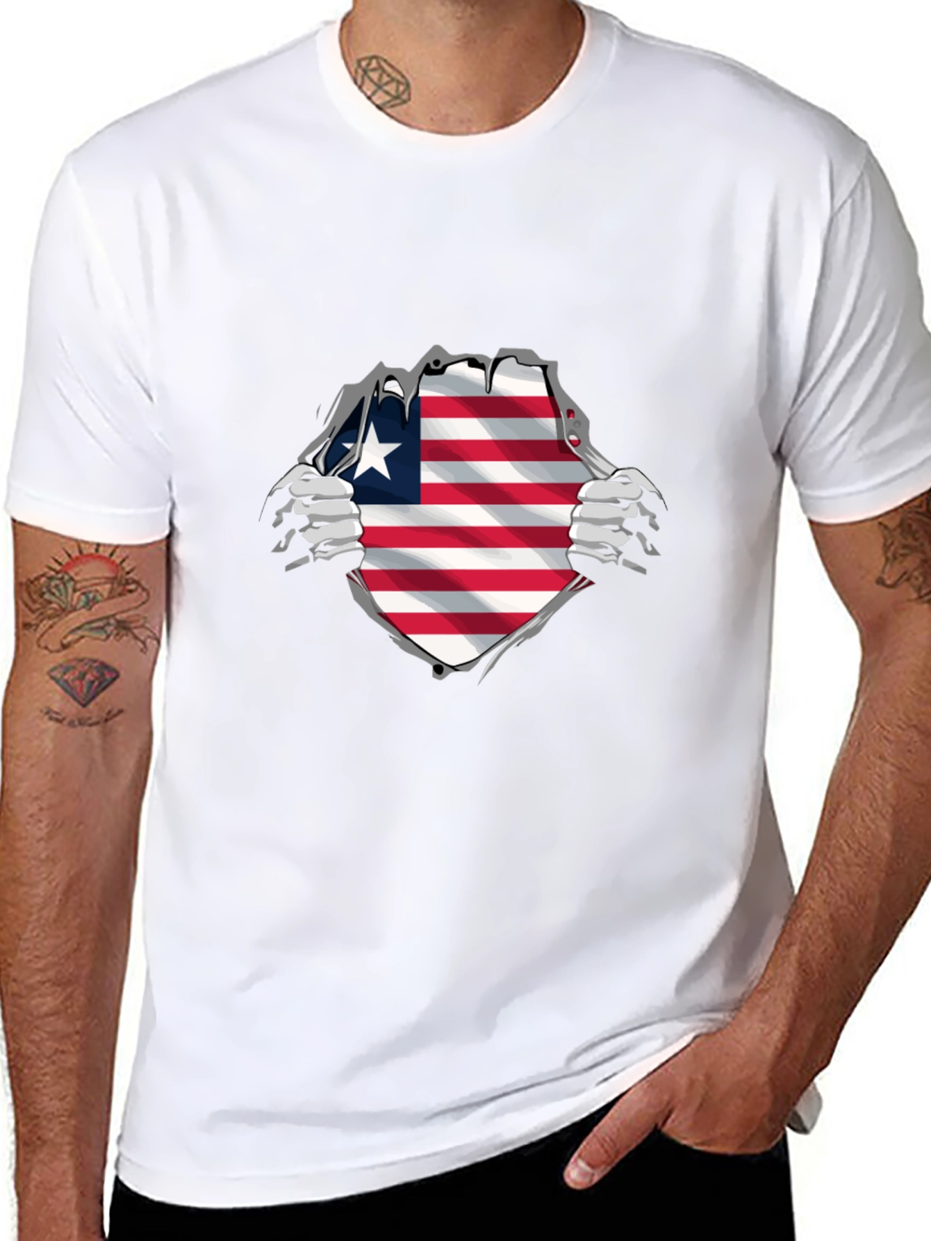 Liberia Flag Ripped T-Shirt