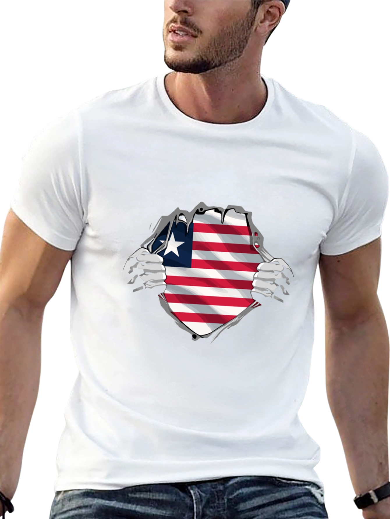 Liberia Flag Ripped T-Shirt