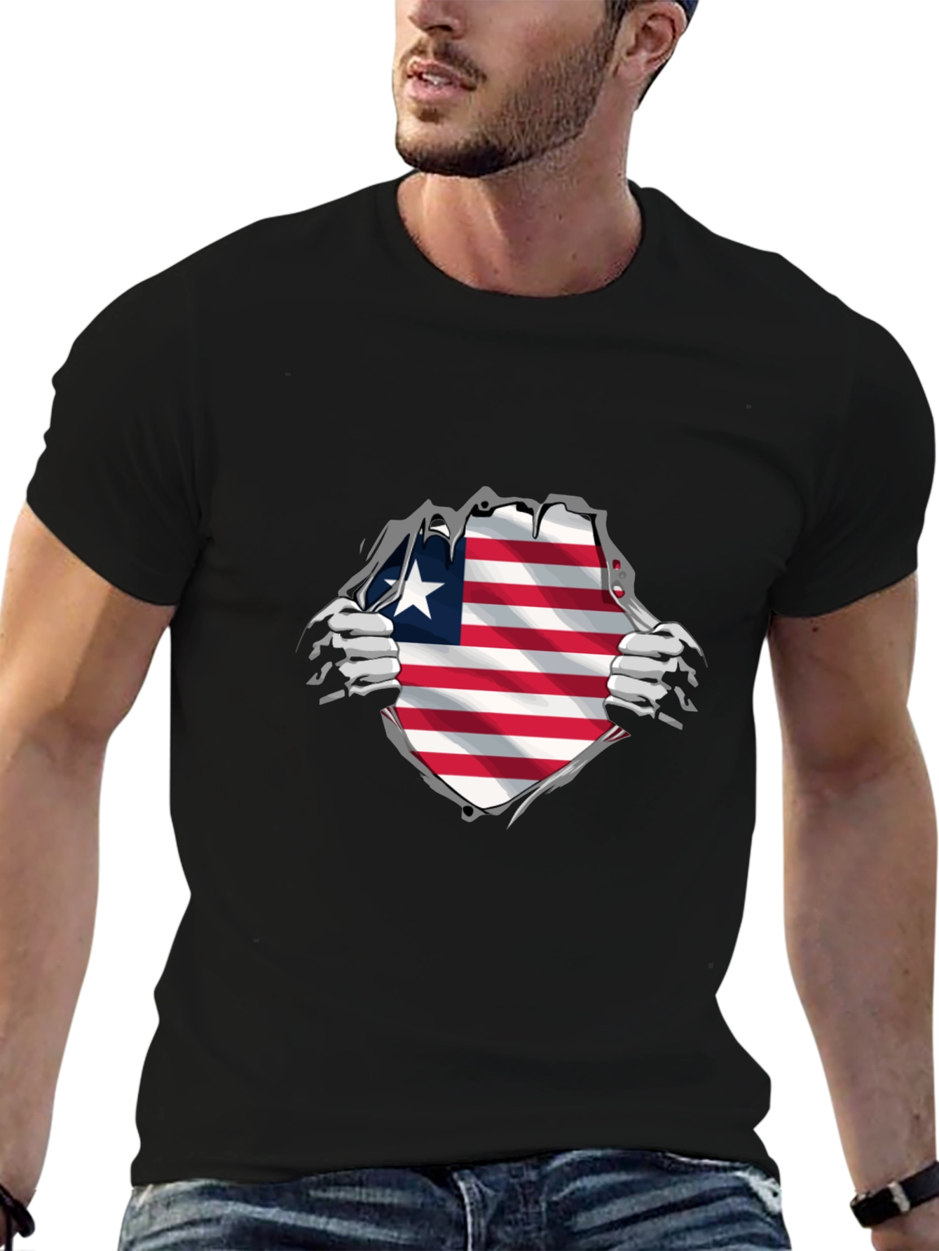 Liberia Flag Ripped T-Shirt