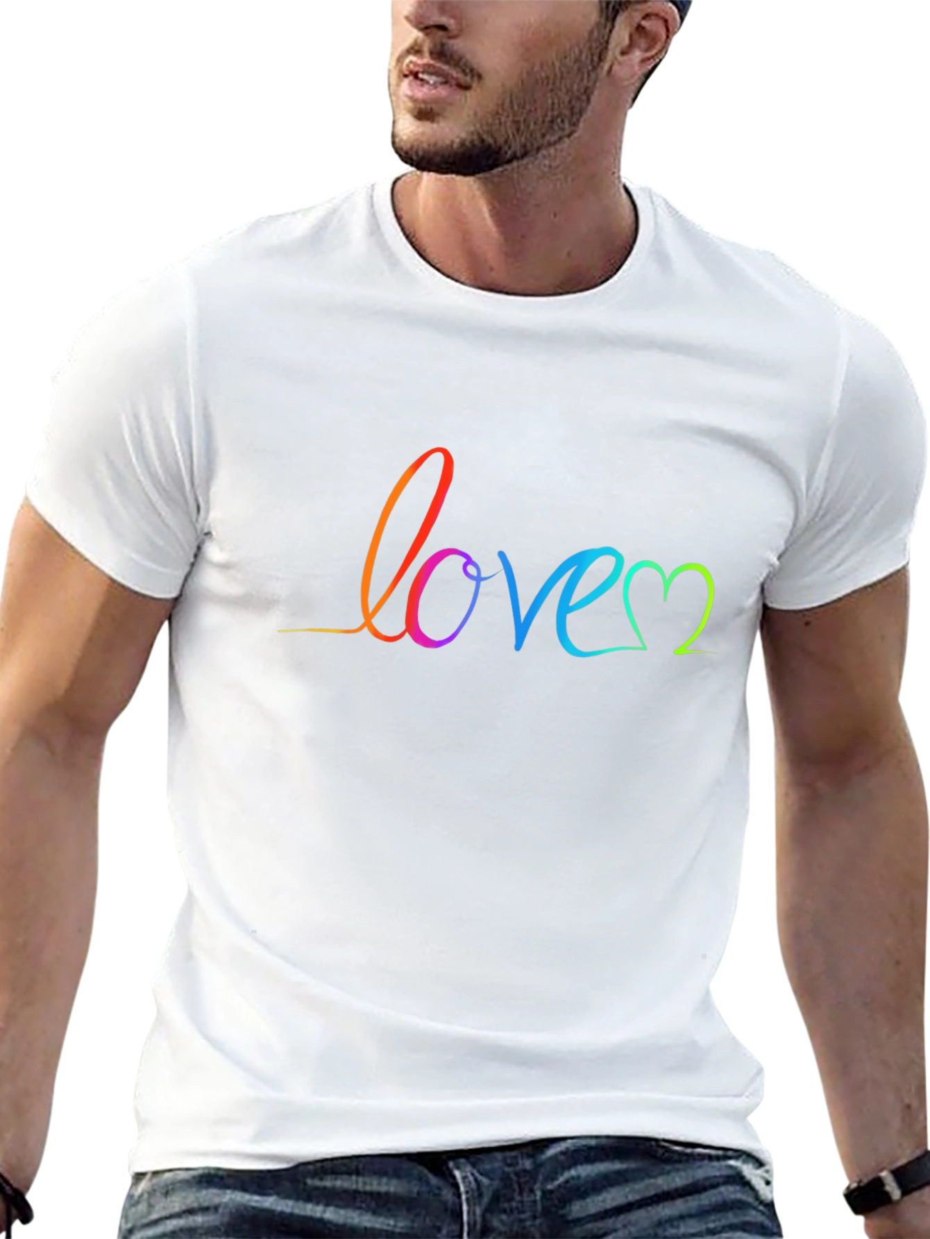 Rainbow Love Script Black T-Shirt