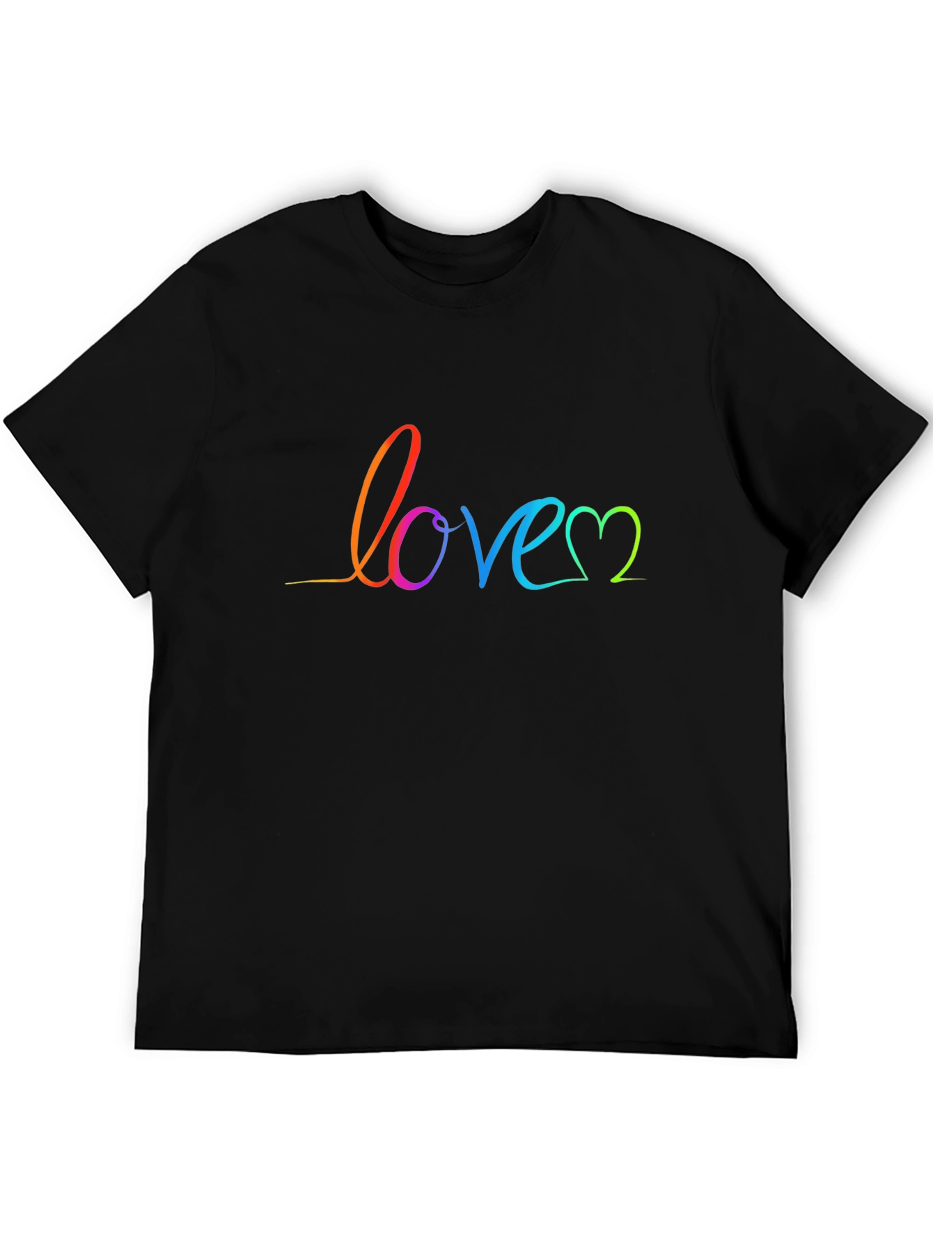 Rainbow Love Script Black T-Shirt