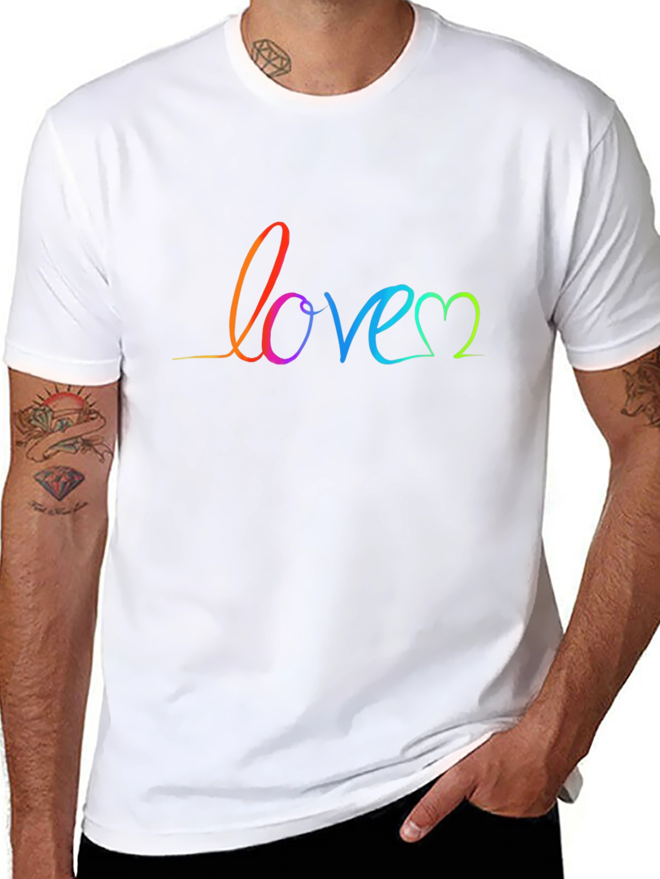 Rainbow Love Script Black T-Shirt