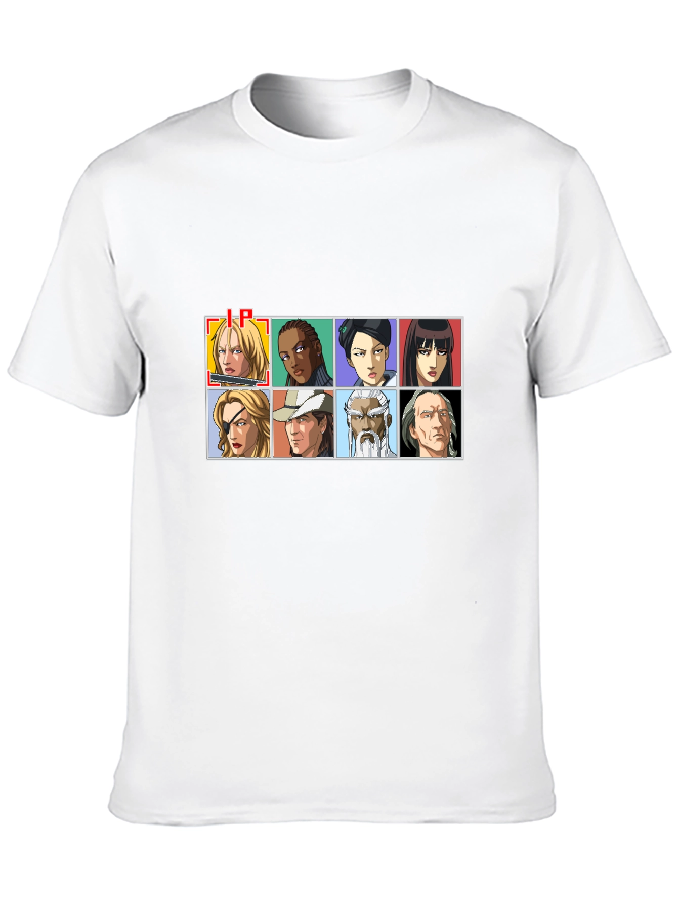 Anime Character Grid Black T-Shirt