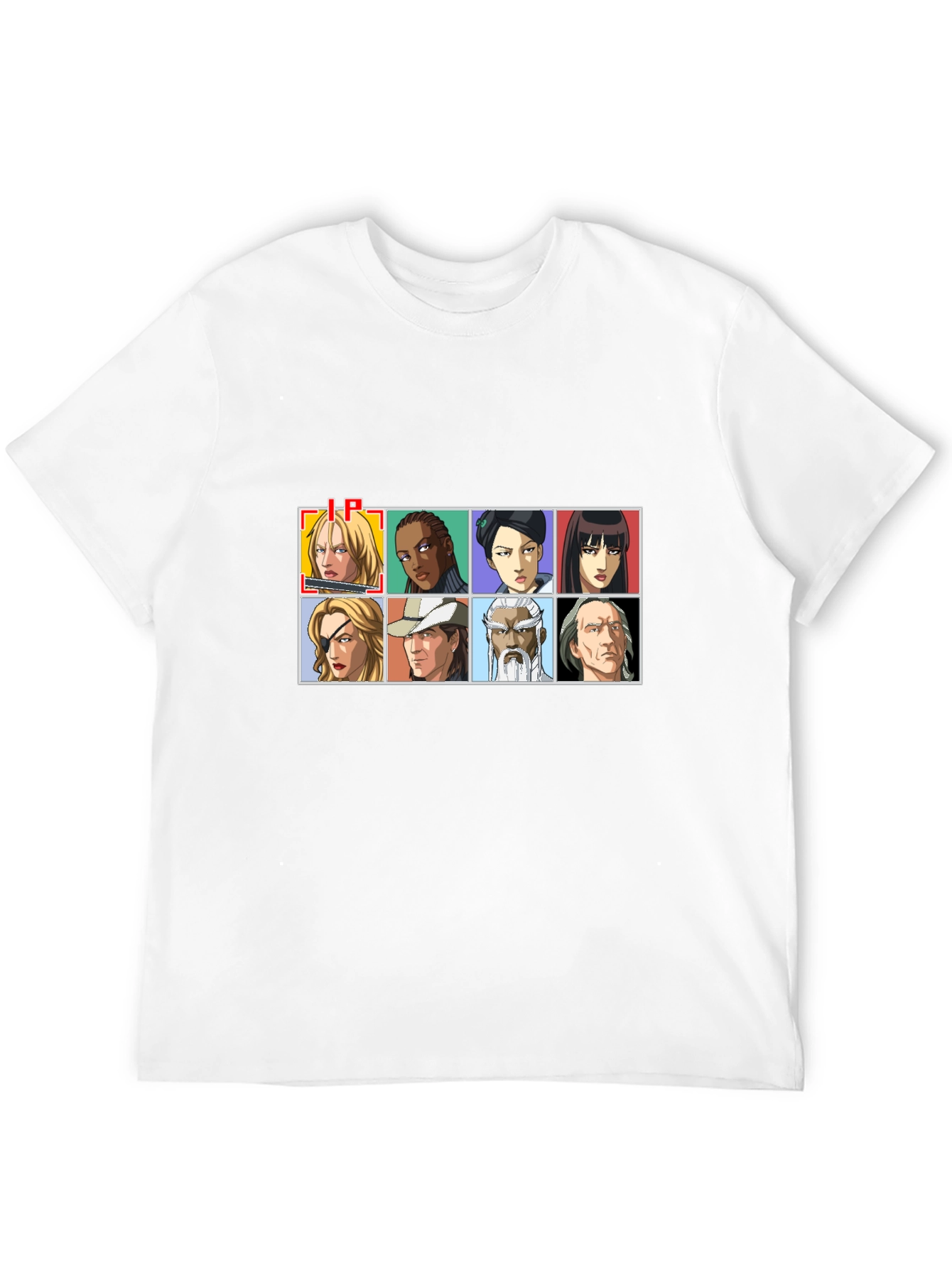 Anime Character Grid Black T-Shirt