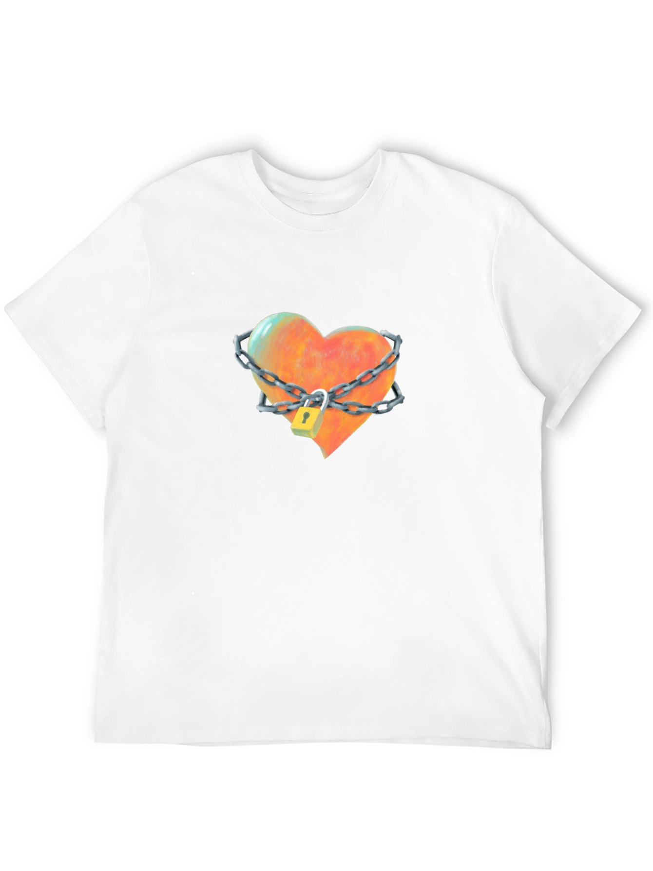 Locked Heart Graphic Tee - Stylish Cotton T-Shirt