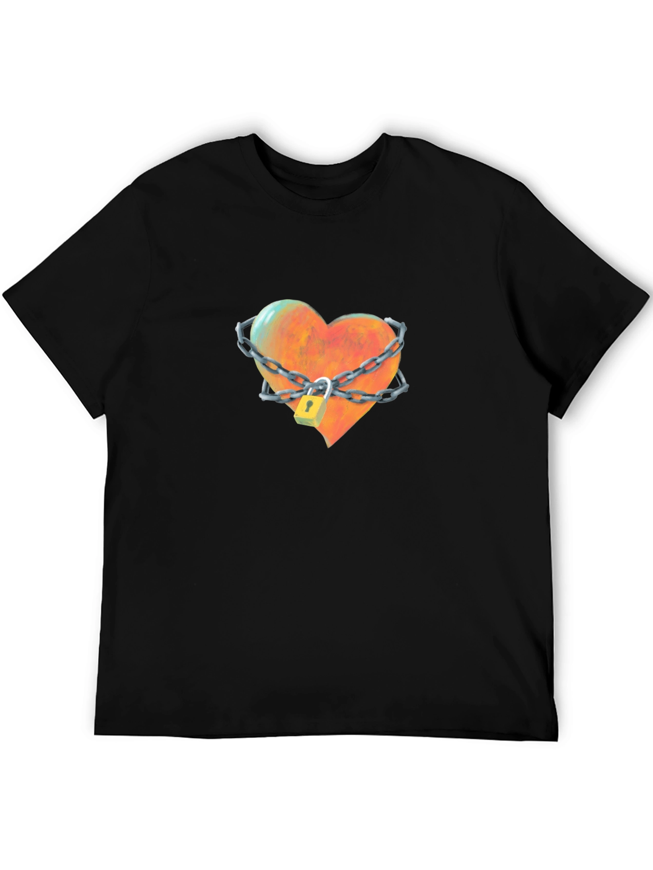 Locked Heart Graphic Tee - Stylish Cotton T-Shirt