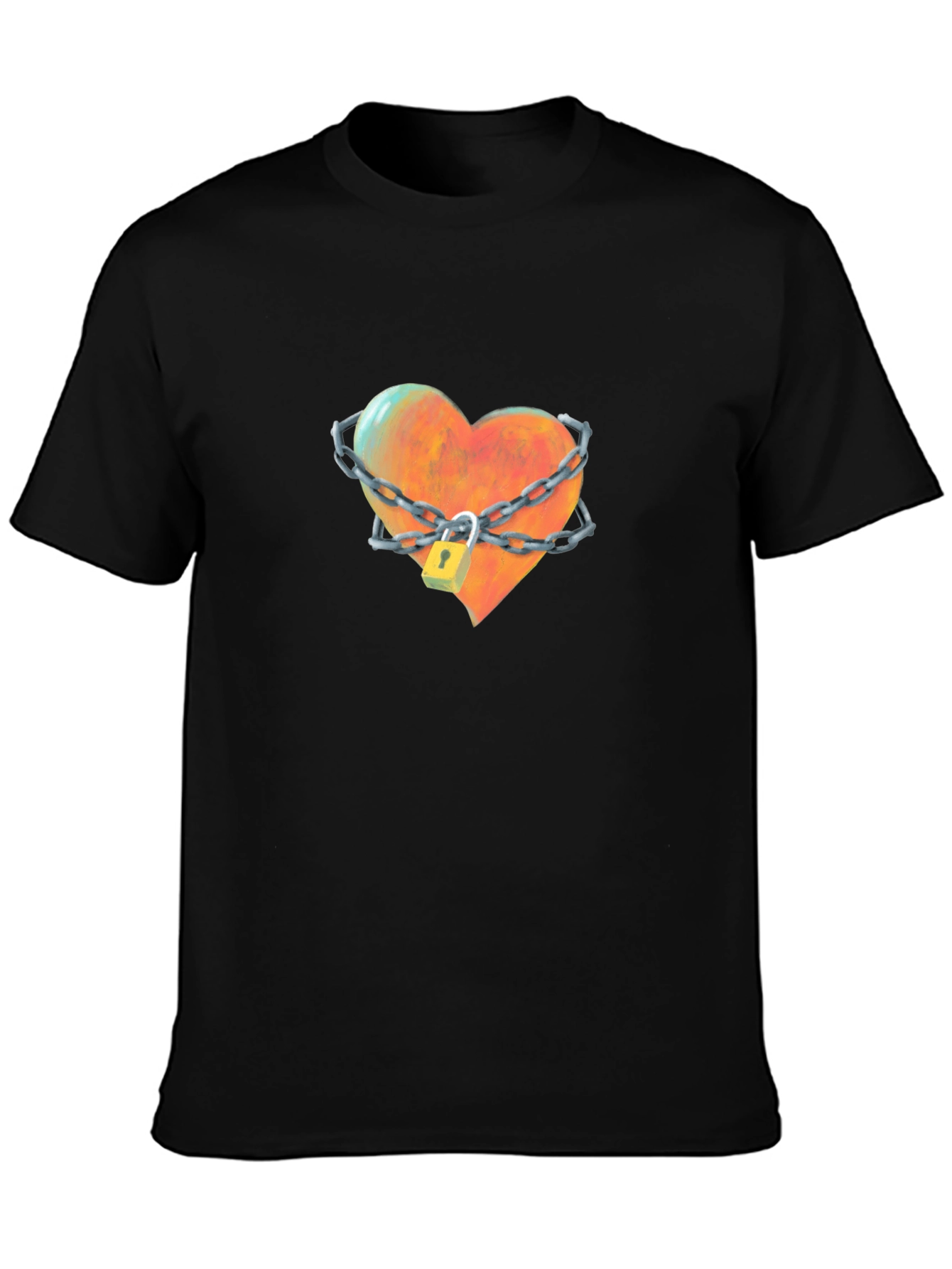 Locked Heart Graphic Tee - Stylish Cotton T-Shirt