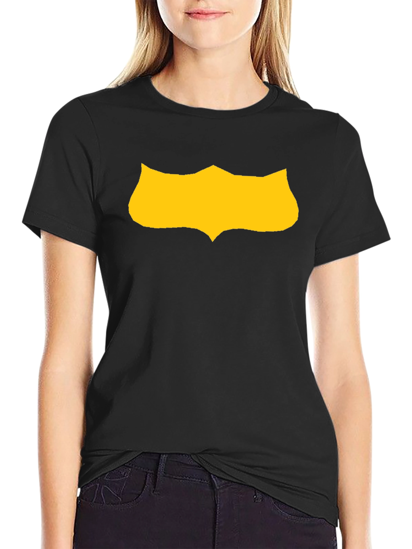 Black T-Shirt with Gold Shield Graphic