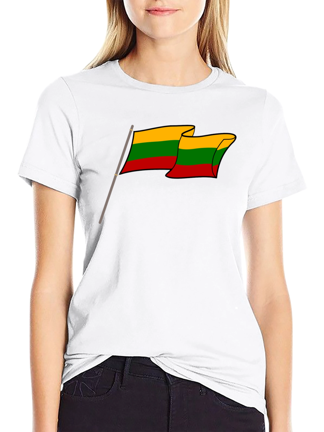 Lithuania Flag T-Shirt - Black Crew Neck Tee