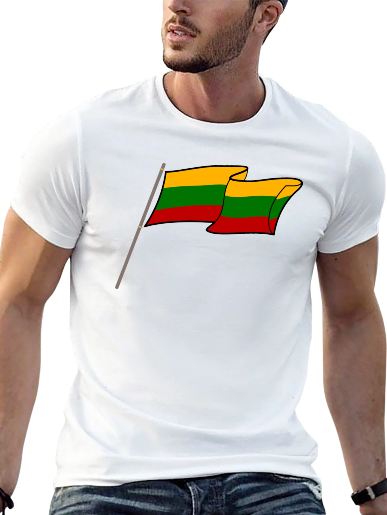 Lithuania Flag T-Shirt - Black Crew Neck Tee