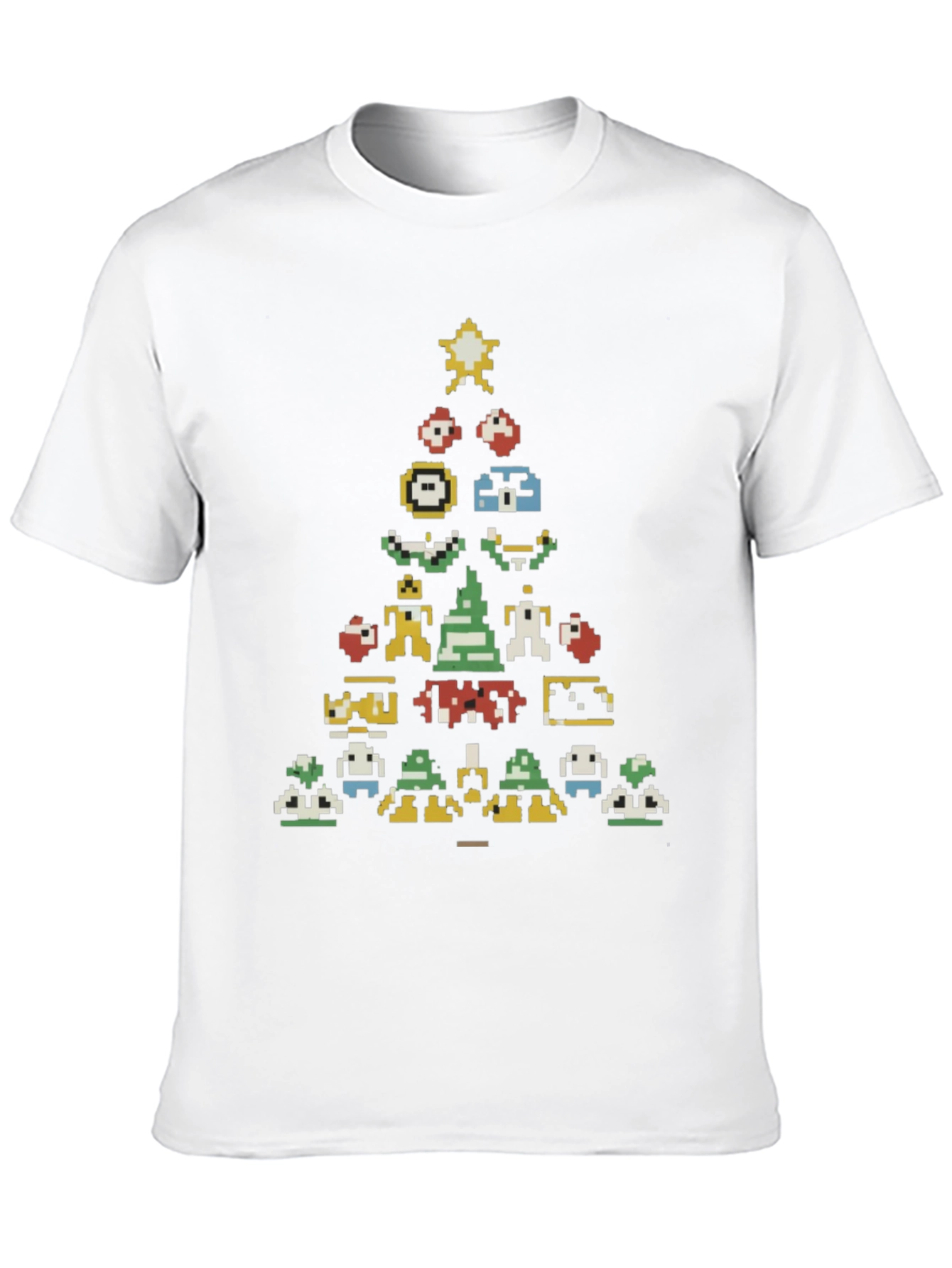 Retro Gaming Christmas Tree Black T-Shirt