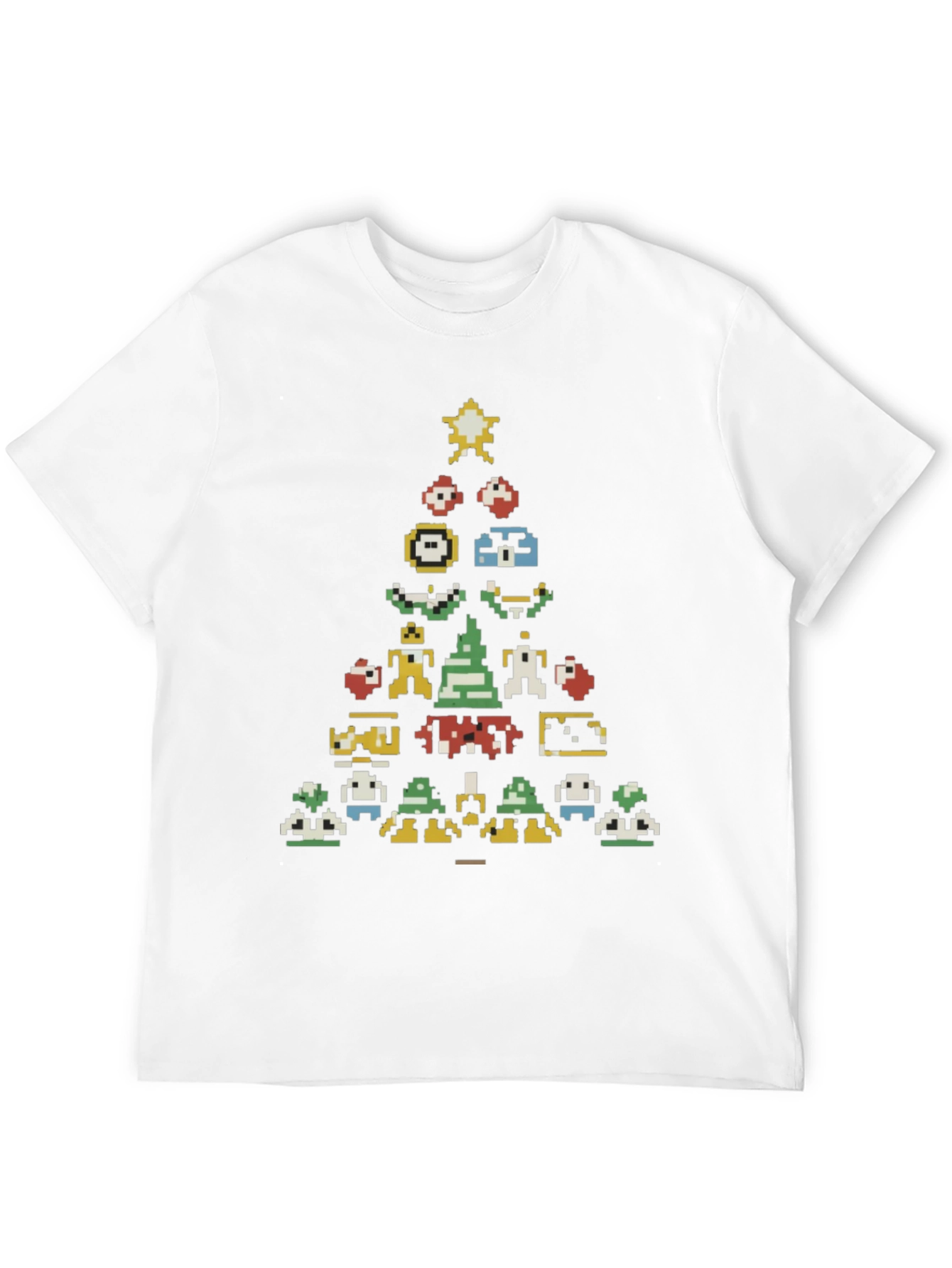 Retro Gaming Christmas Tree Black T-Shirt