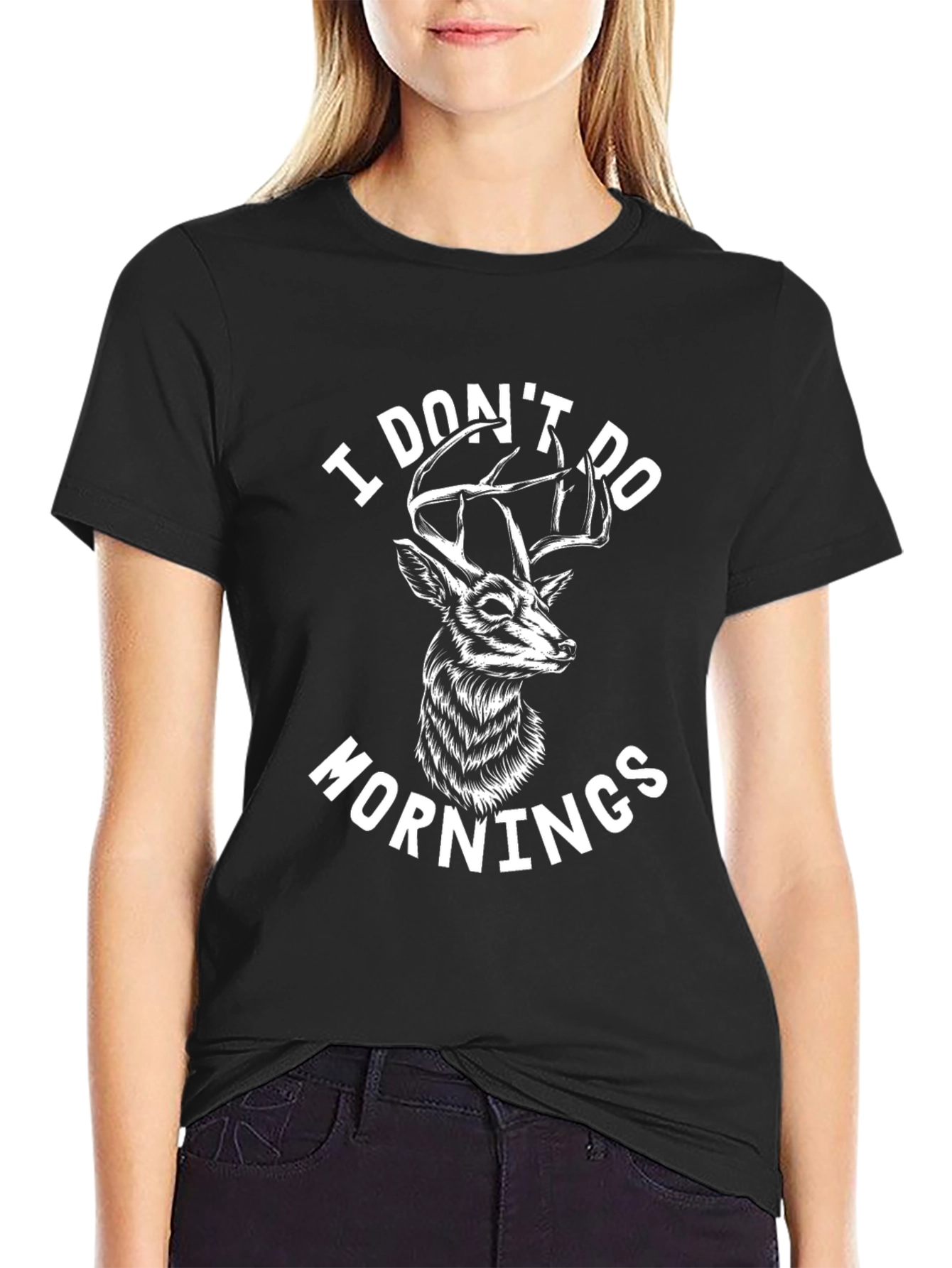 I Dont Do Mornings Deer Graphic Tee