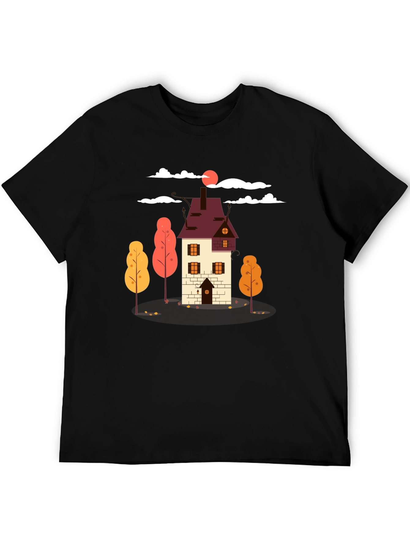 Autumn House Graphic Tee - Stylish Fall Design