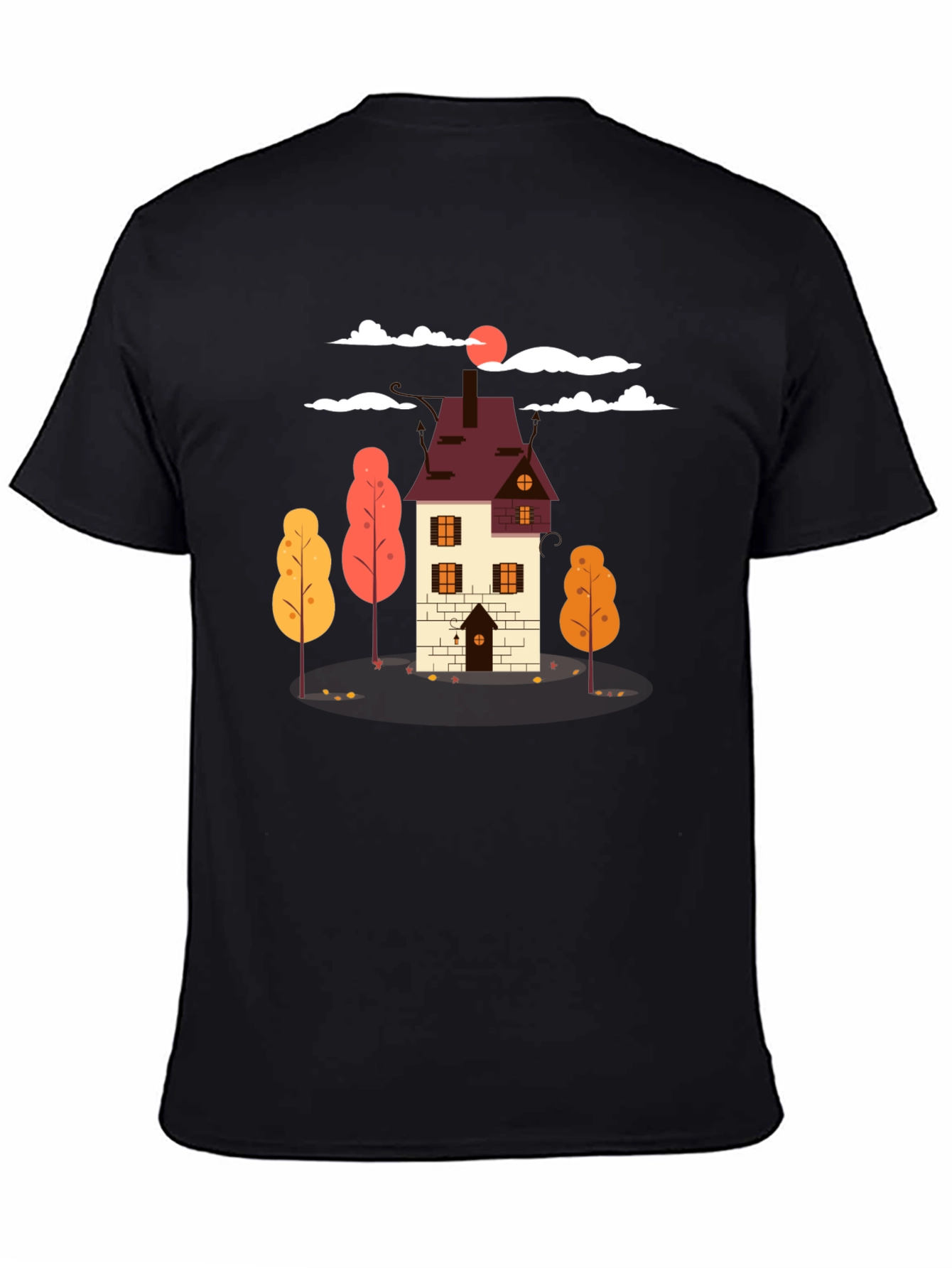 Autumn House Graphic Tee - Stylish Fall Design